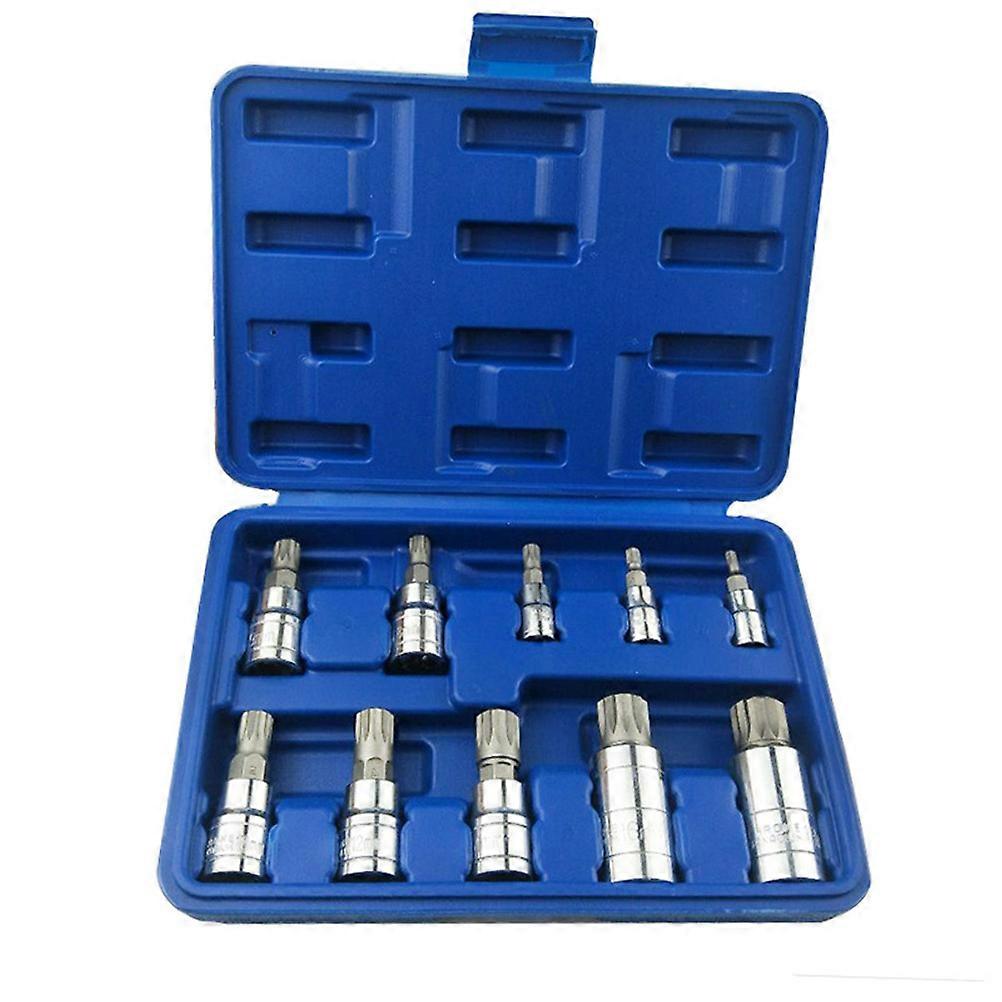 Mechanics Tool Set Triple Square Spline Bit Socket 10Pcs For Lawn Equipment 12 Point Style
