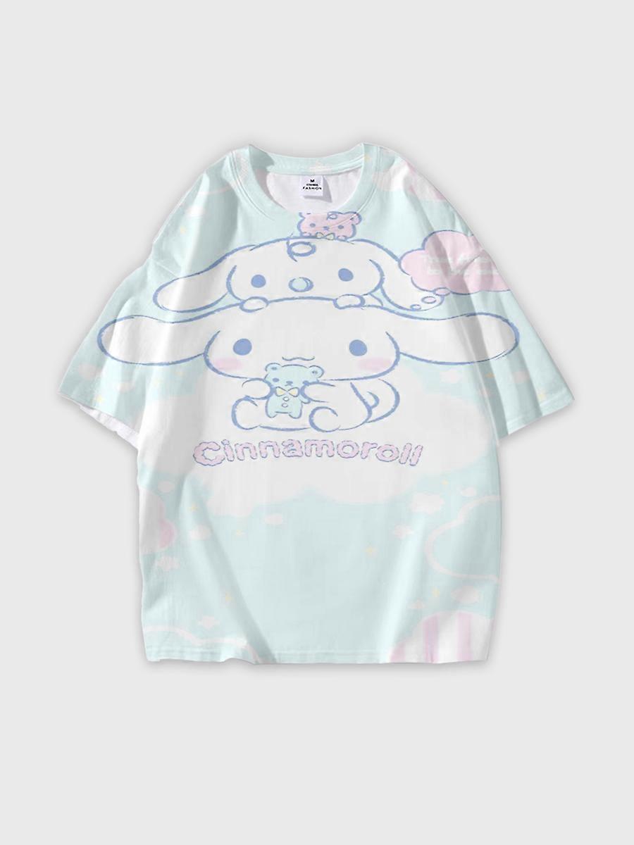 T-shirt round neck Cartoon Pattern loose short sleeve E2705