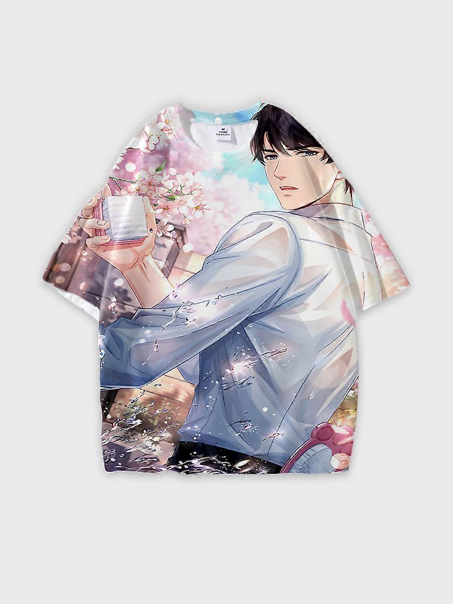 T-shirt round neck Role Pattern loose short sleeve E979