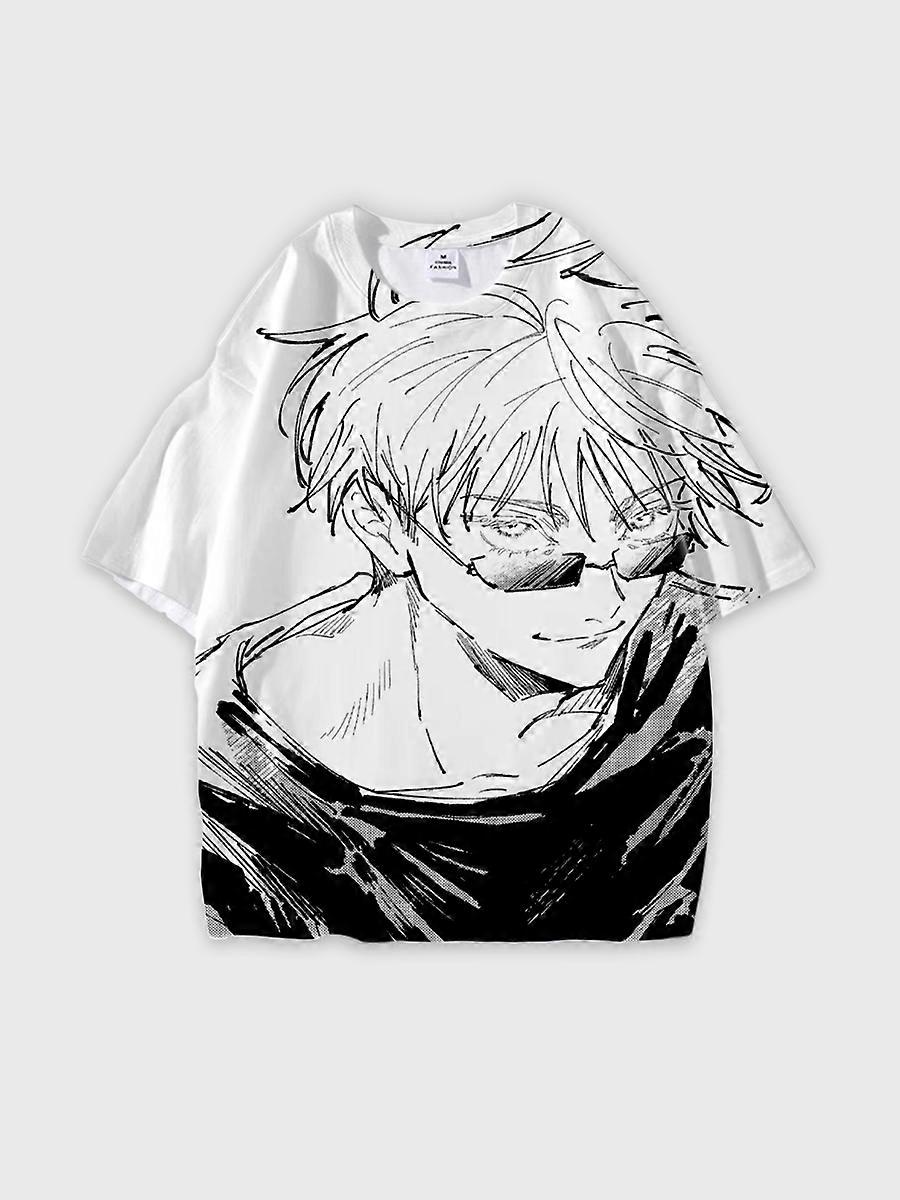 T-shirt round neck Character Pattern loose short sleeve P2865