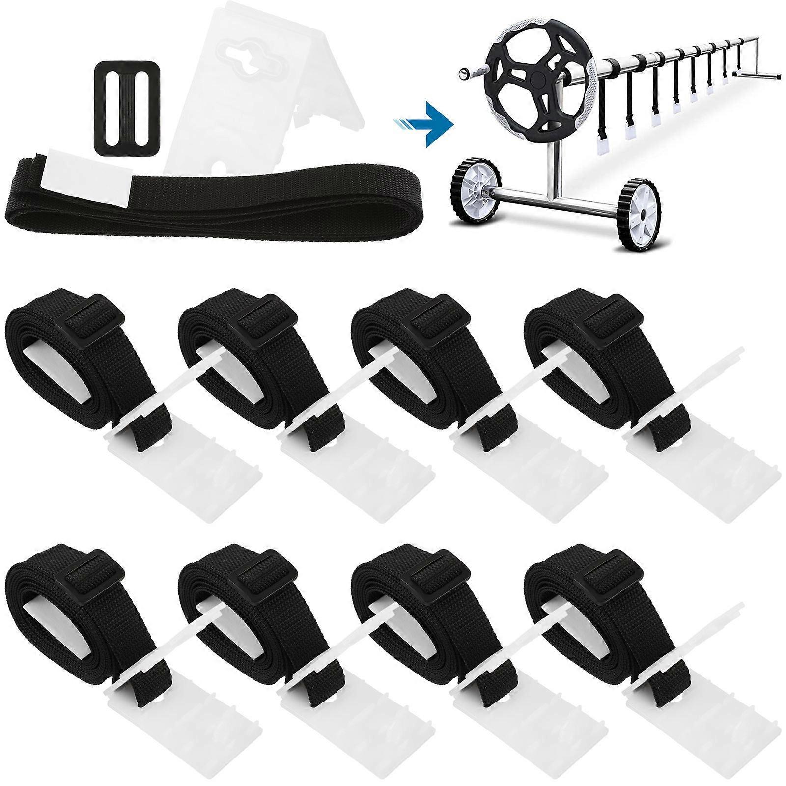 Durable Solar Cover Reel Kit with Nylon Straps Buckles and Fastener Plates for Pool Connection 70100 Characters