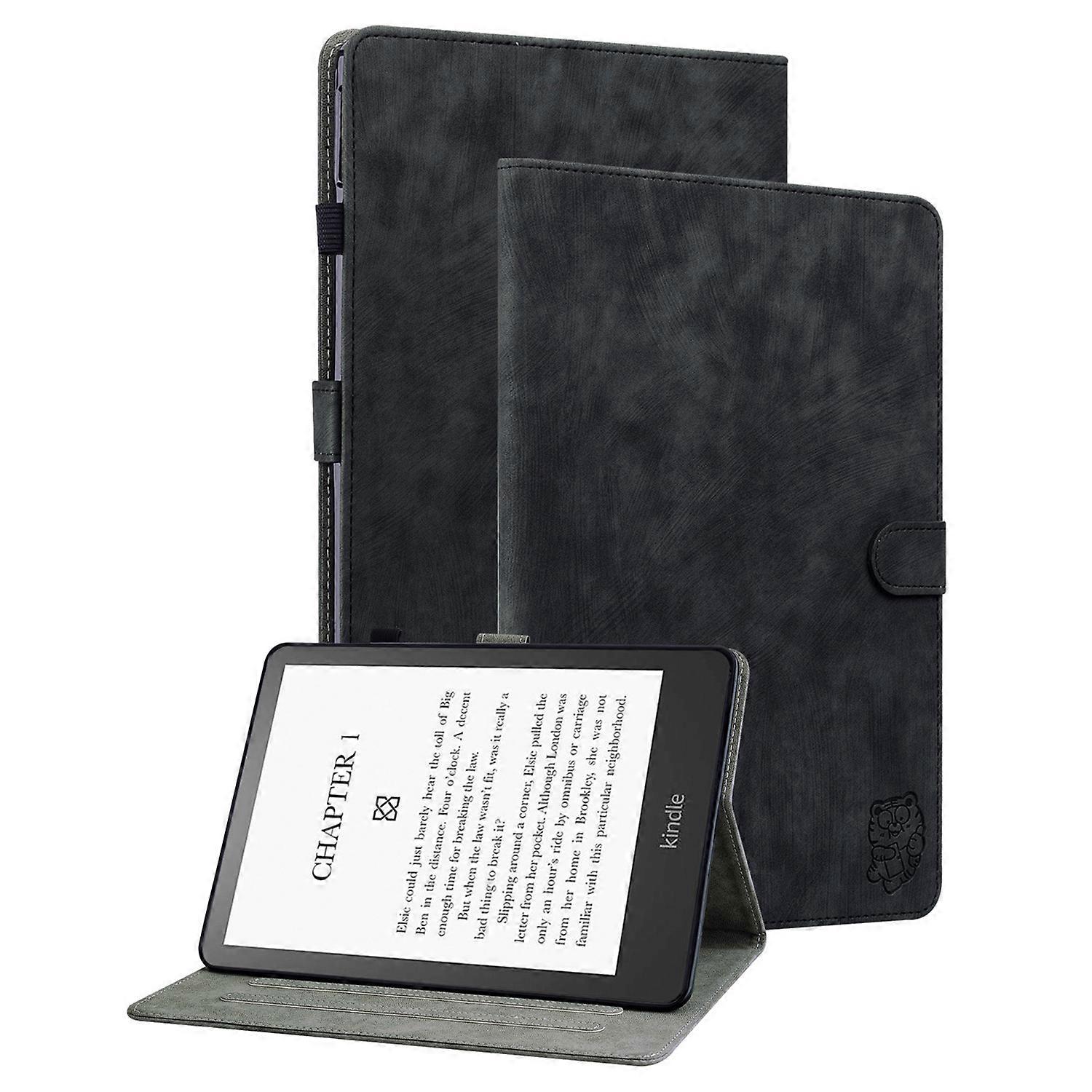 TKdaddy For Amazon Kindle Paperwhite (2024) Υποδοχή κάρτας θήκης PU Δερμάτινη βάση Κάλυμμα E-Reader Μαύρο
