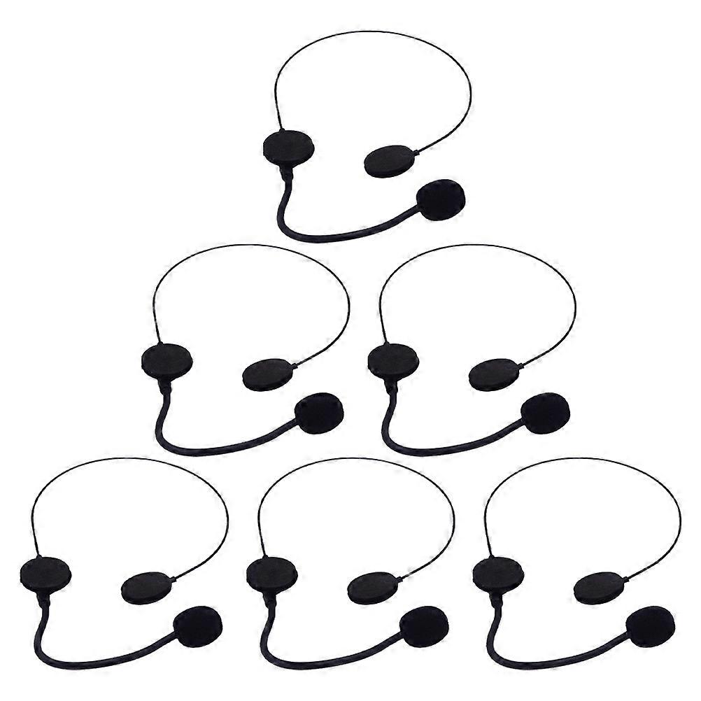 歌手をテーマにしたコスチュームパーティーのためのおもちゃマイクヘッドセット小道具ブラック18.00X12.50X1.00cmプラスチック人間工学に基づいたデザイン6パック