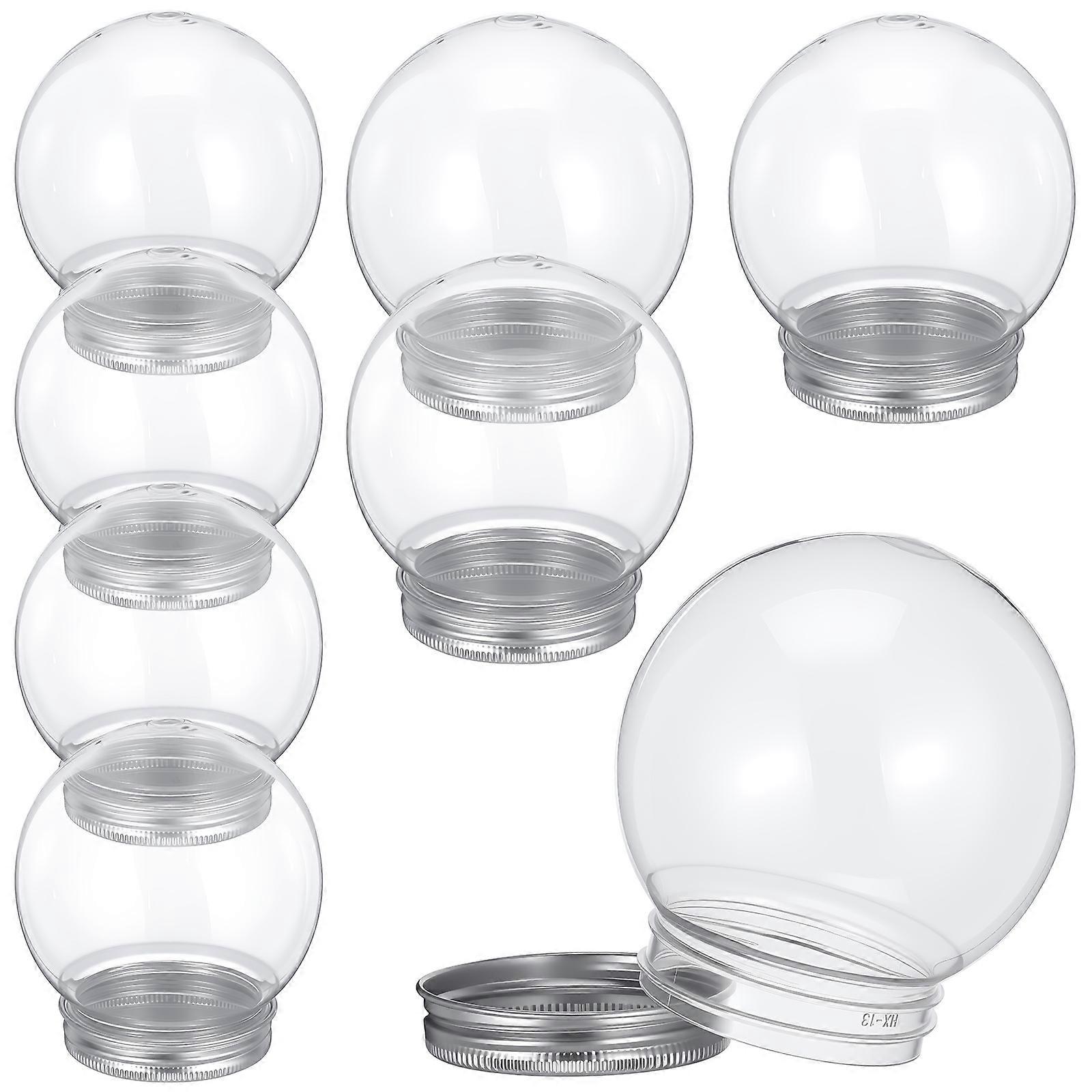 8pcs DIY Plastic Snow Globe Kit with Aluminum Lid – Clear Dome for Custom Holiday Decorations, Christmas Tree Ornaments, and Festive Crafting Gifts