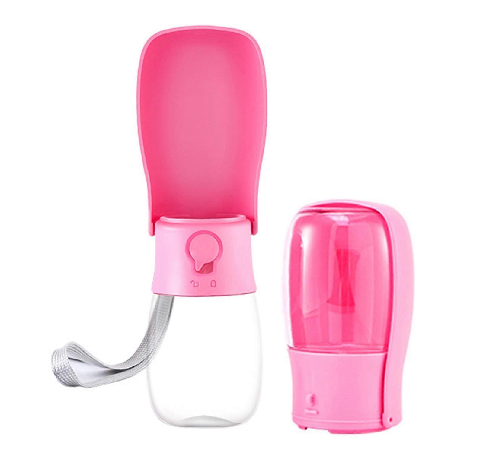 Dog Water Bottle 550ml/300ml with Collapsible Bowl, Leak-Proof, One-Button Operation, BPA-Free, Lightweight for Hiking, Pink