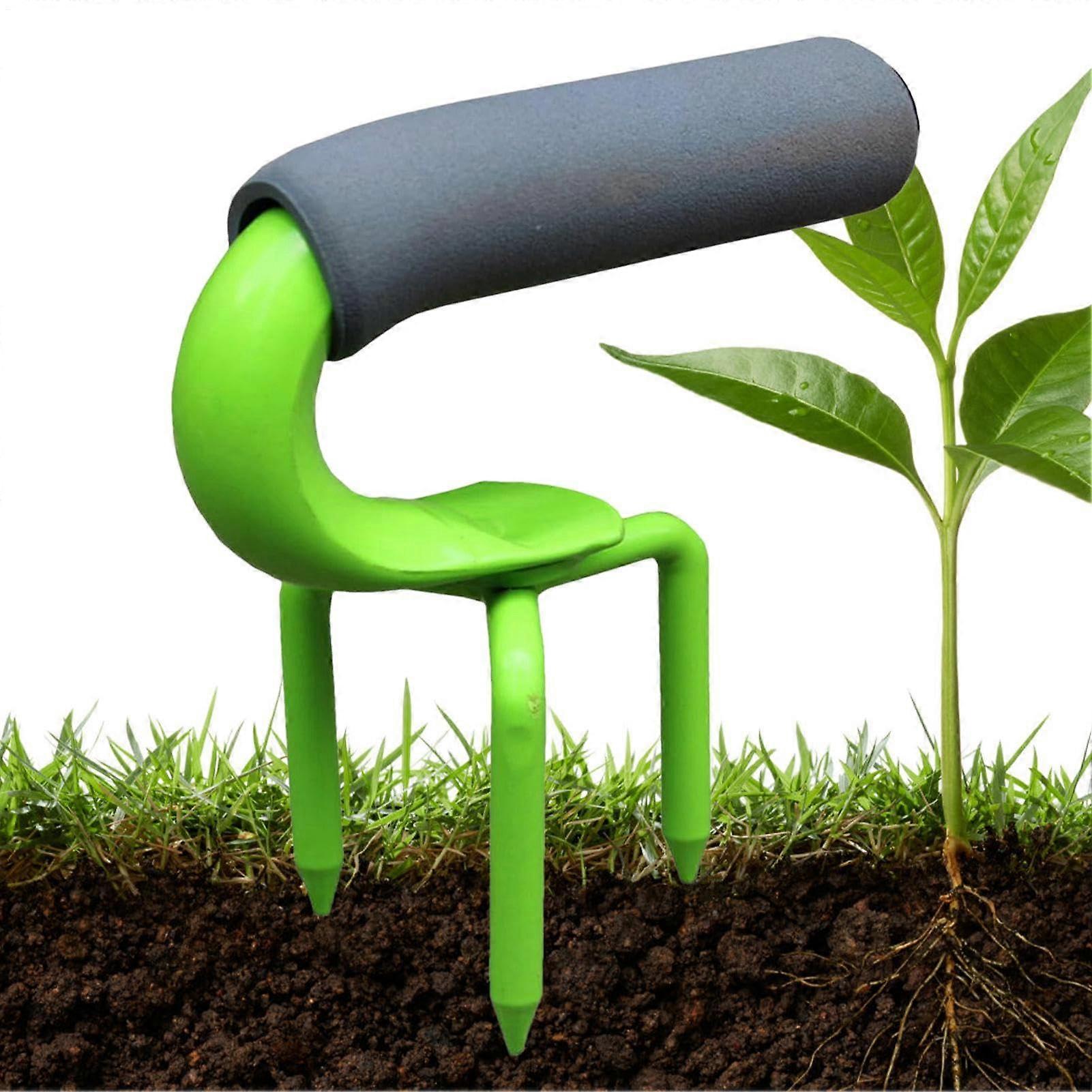Garden Fork For Loosening Soil, Hand Cultivation Tool, Small Heavy-Duty Weeding Tool, Ergonomic Claw Grip, Green