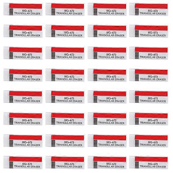32 pc. Triangular 4B Erasers for Students; Drawing; Office & Exams; White