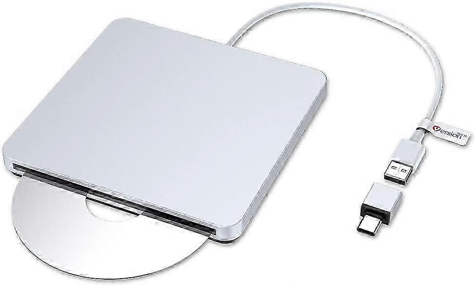 Portable Slot-in CD Drive for Mac & PC, Aluminum Alloy External Drive with USB C Adapter, Supports DVD+/-R CD-R Read & Write, Worry-free Shopping 2025