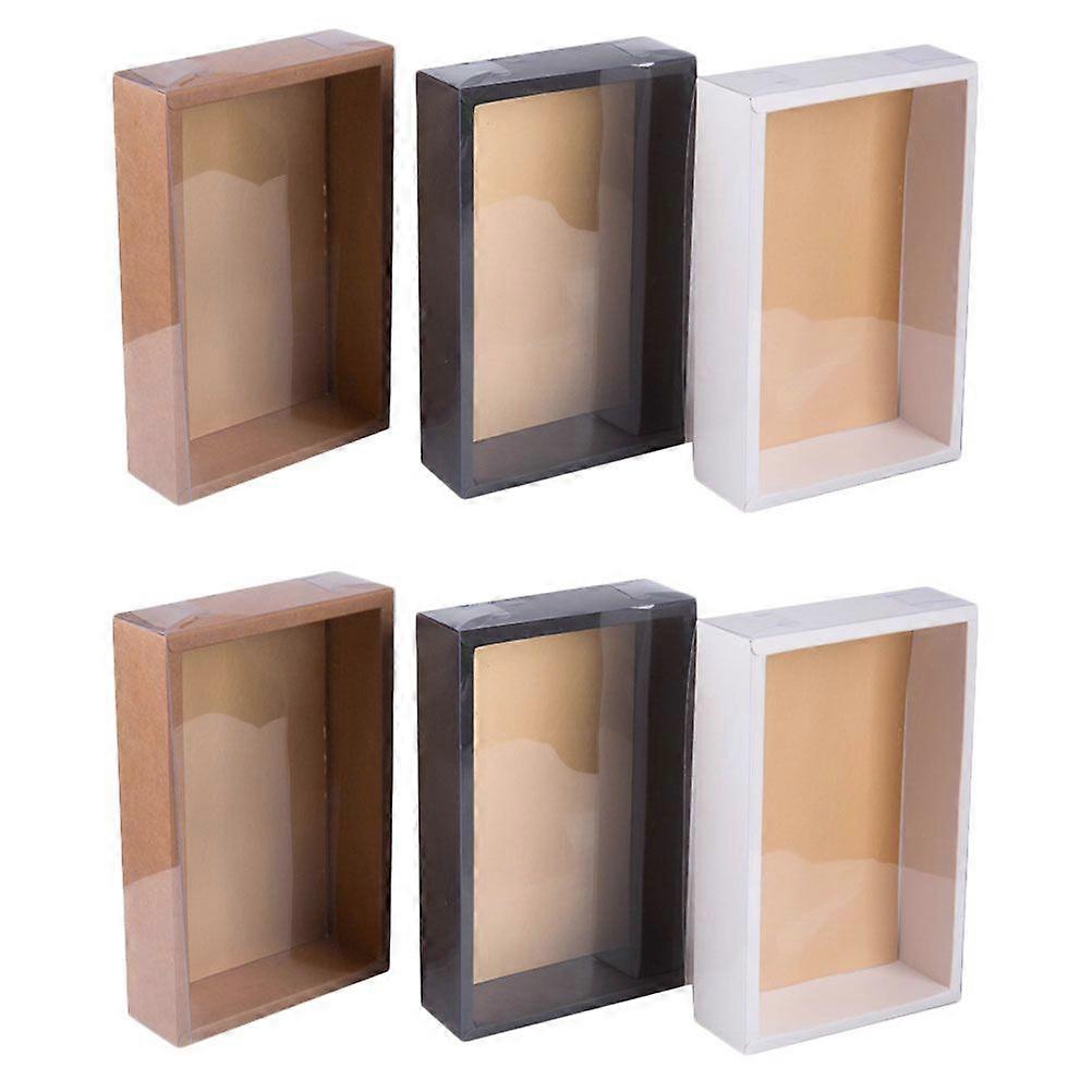6Pcs Gift Wrapping Box Gift Packing Case Dessert Containers with Transparent Lid
