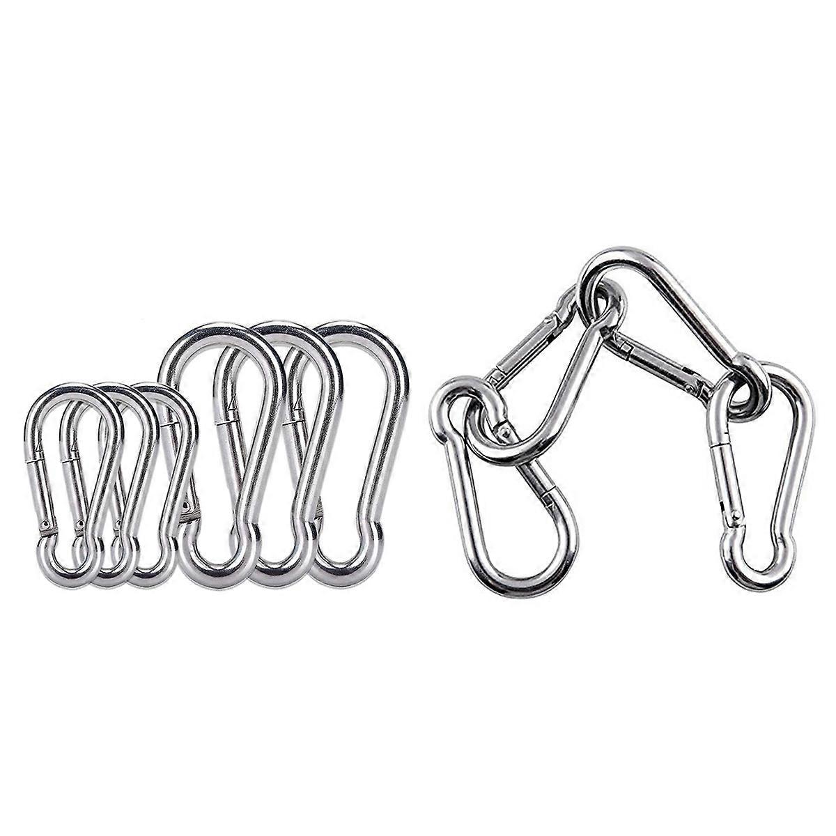 4Pcs M6 Spring Snap Hooks Heavy Duty Stainless Steel 304 Swing Set & 6Pcs Stainless Steel Spring Sna
