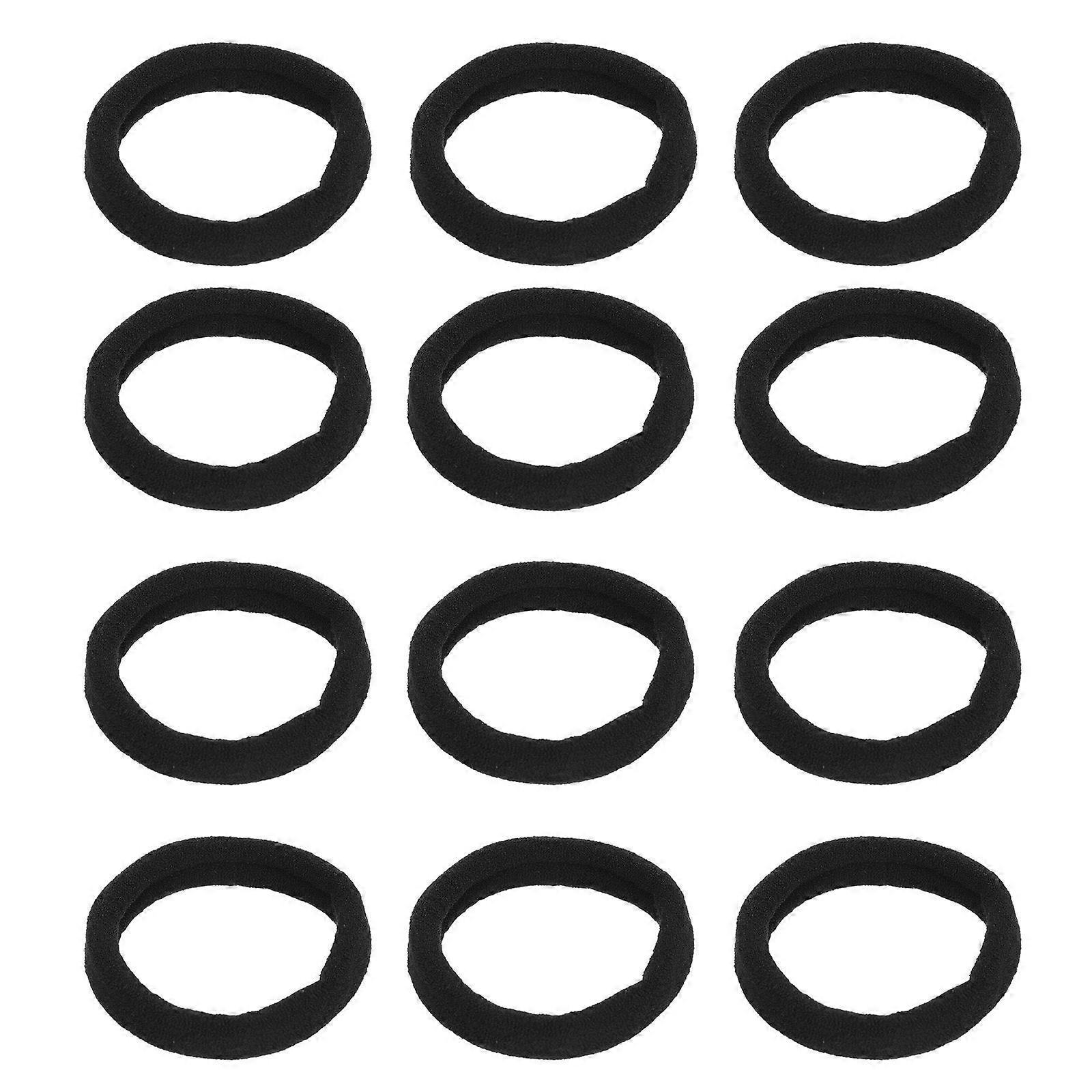 Elastic Hair Rings Stylish Hair Tie Cloth Rubber Band 5x5cm Black Fashion Chic 40Set