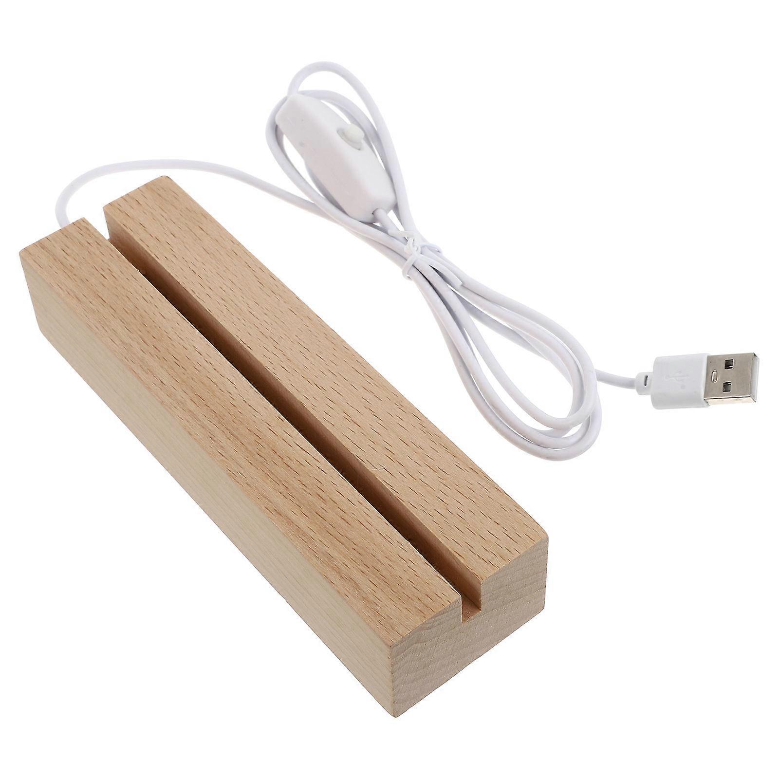 Wood Display Base For LED Illumination Household Lighting Rectangular Strip 1Set