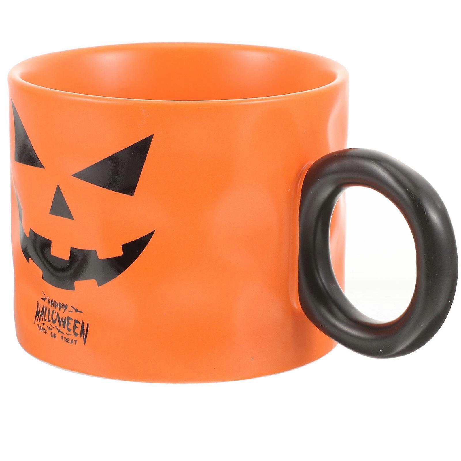 Pumpkin Mug Halloween Decor featuring Unique Handle for Home Use in Bright Orange Color Perfect for Coffee Lovers with 1Set