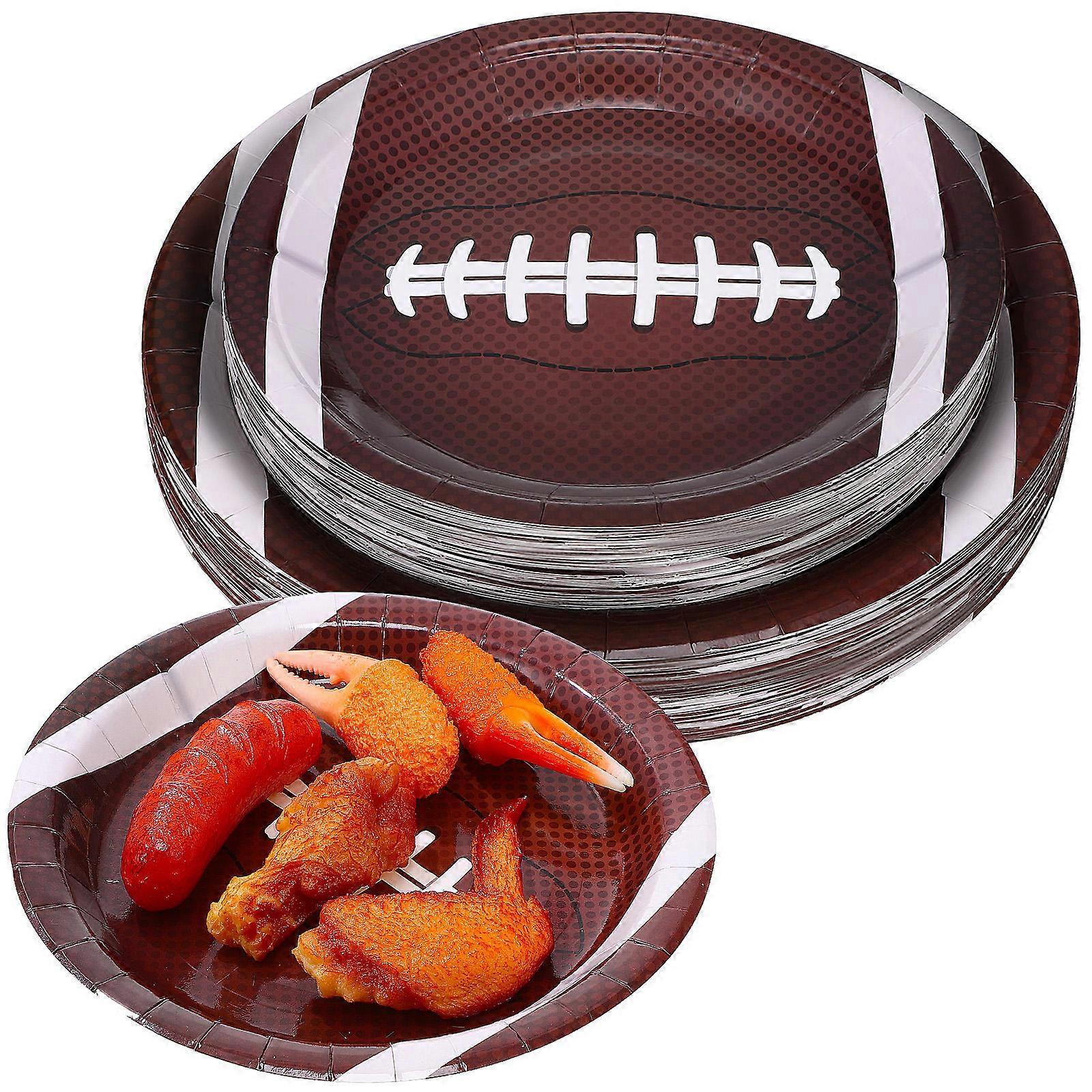 Assorted Color 96 Pcs Football Paper Plates Perfect For Family Gatherings And Football Themed Events Reliable To Use For Food Serving