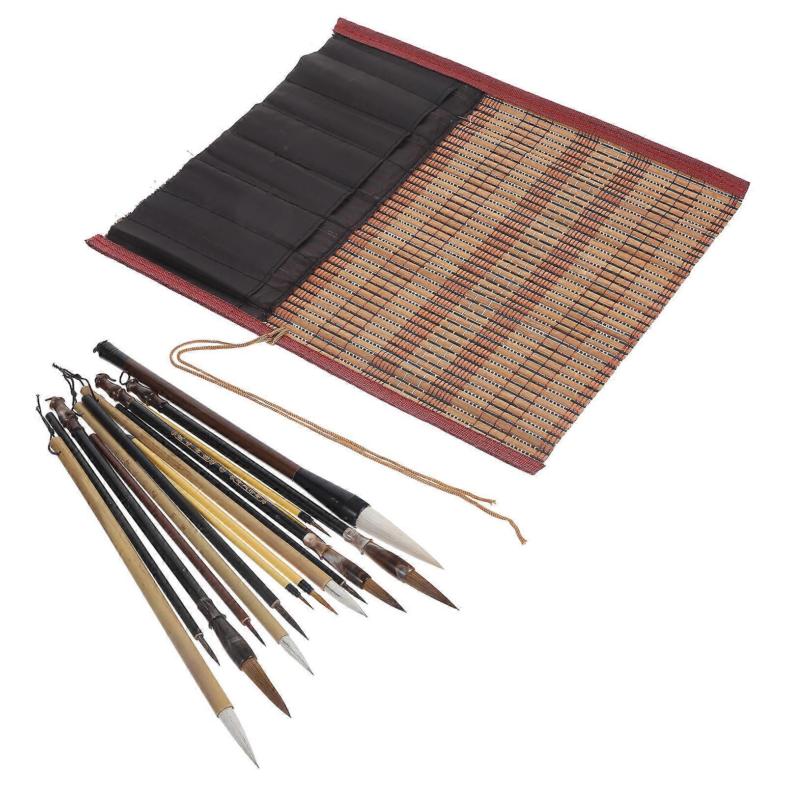 Delicate Traditional Calligraphy Brush Set for Painting Use with Soft Flexible Bristles and Long Wood Handle Assorted Color