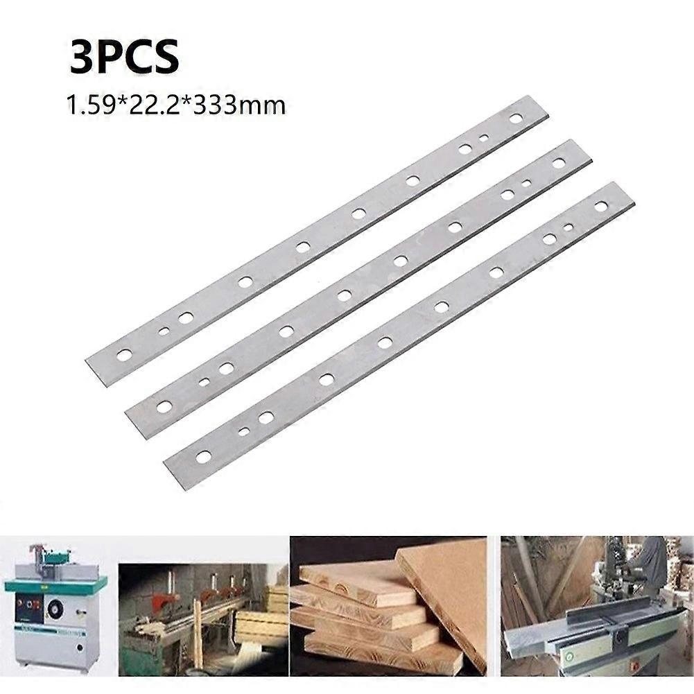 3Pcs Planer Knives Knives 333*22.2*1.59mm Reversible Wood Planer Cutting Tools Double Sided M2 High Speed Planer Steel