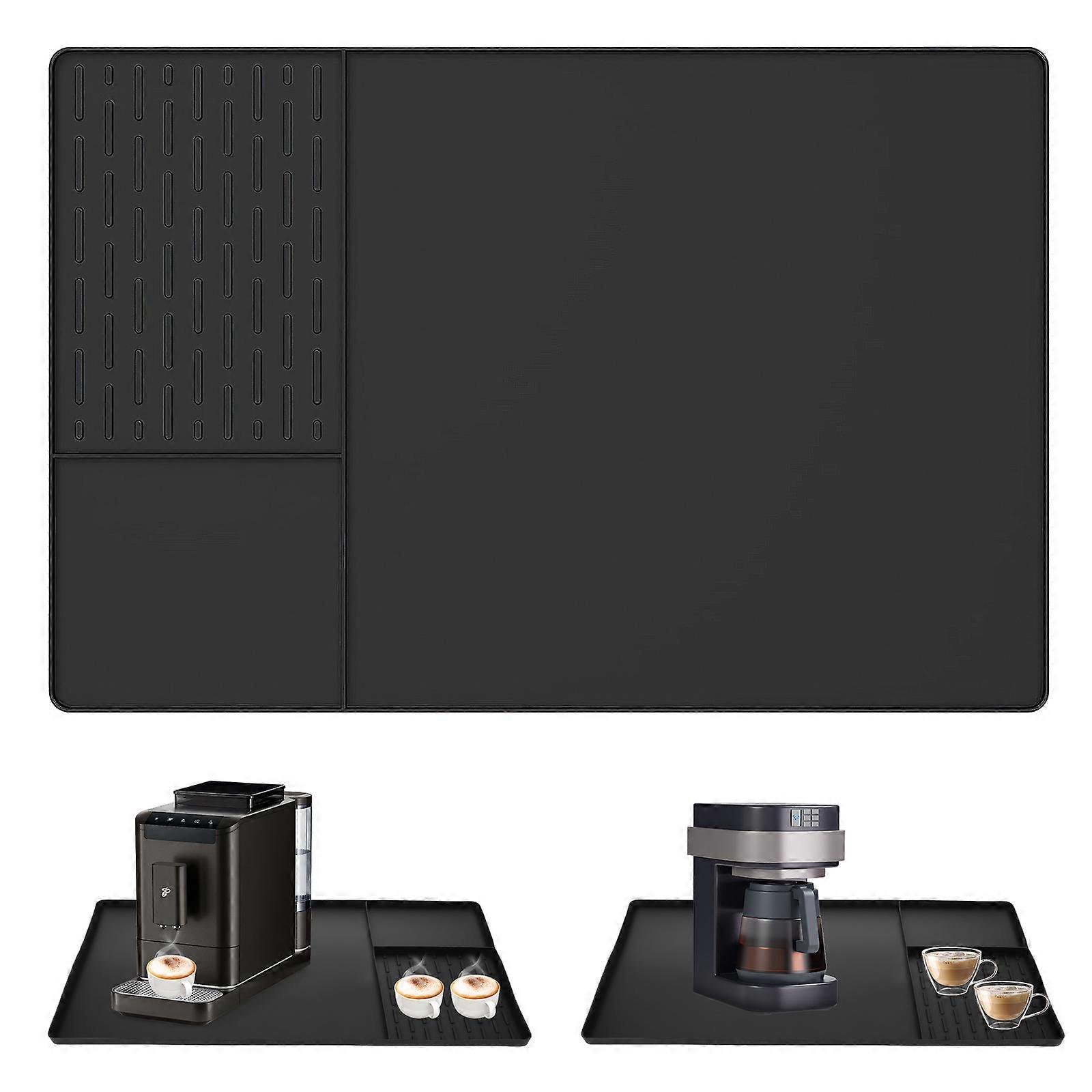 Multi-functional Heat Insulation Drainage Mat Coffee Machine Mat - Black