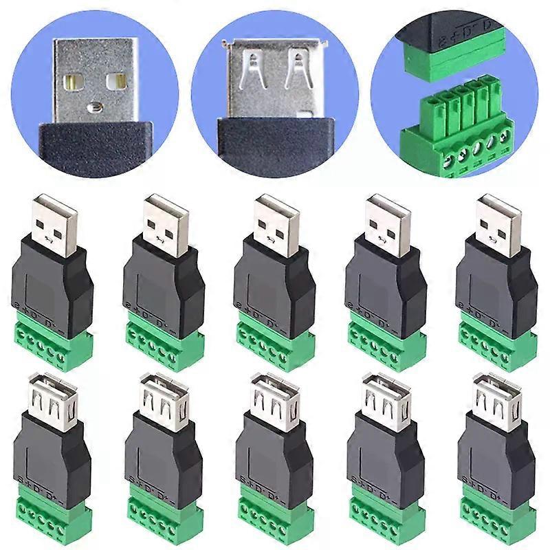 USB 20 Type Connector with 5 Pin Screw Terminal Solderless Male Female USB Plug Socket for Computer TV Phone Keyboard Mouse
