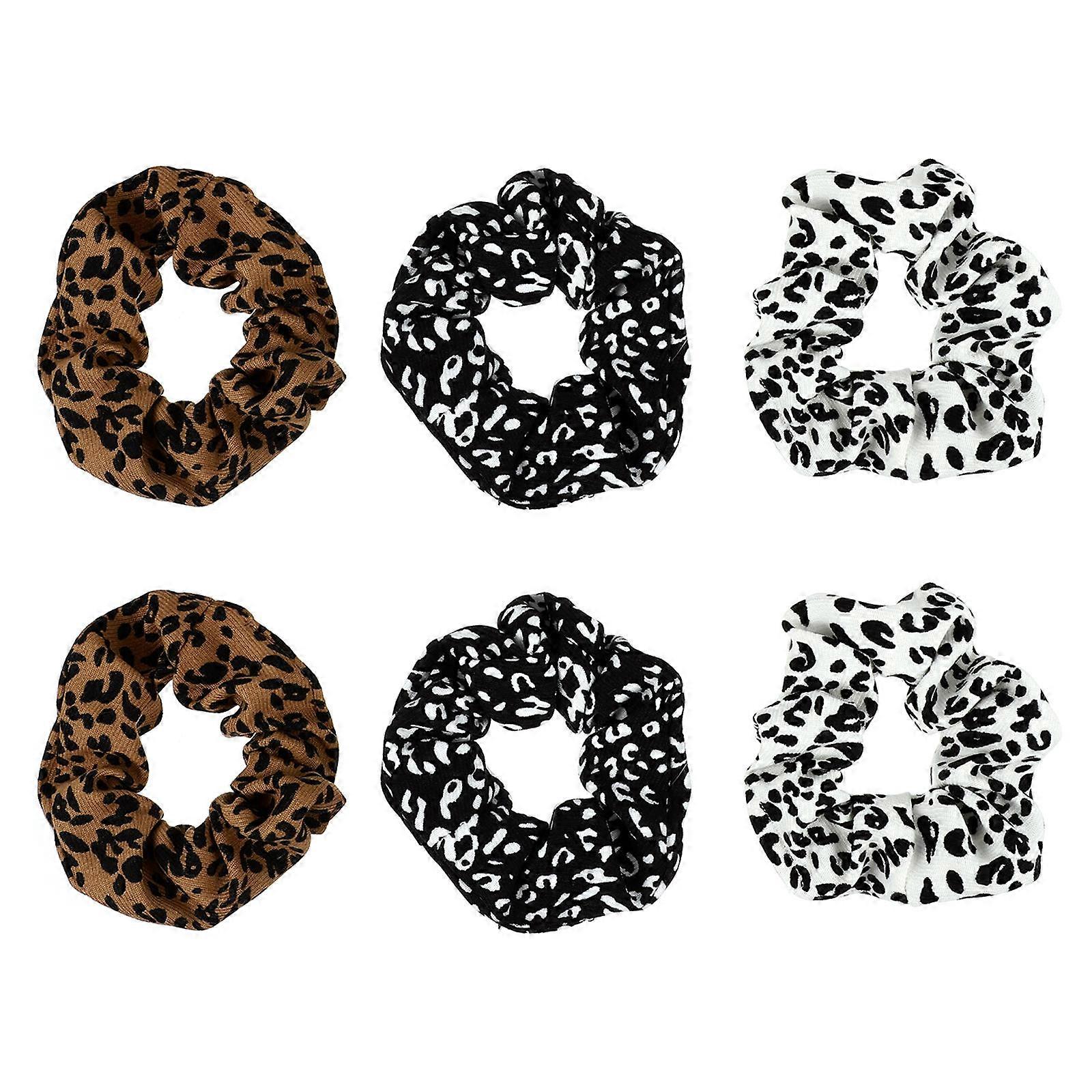 Leopard Hair Ties 6Pcs For Women Girls Stylish And Elegant Design Assorted Color For Daily Use Photo Shoots Parties