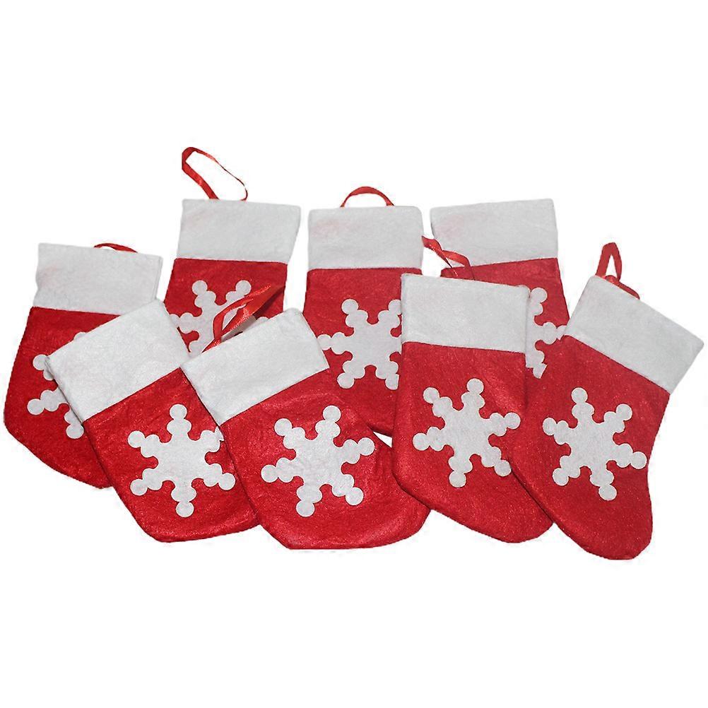 8Pcs Xmas Tableware Holders Sock-Shaped Christmas Decorations For Dinner Table In Red Color