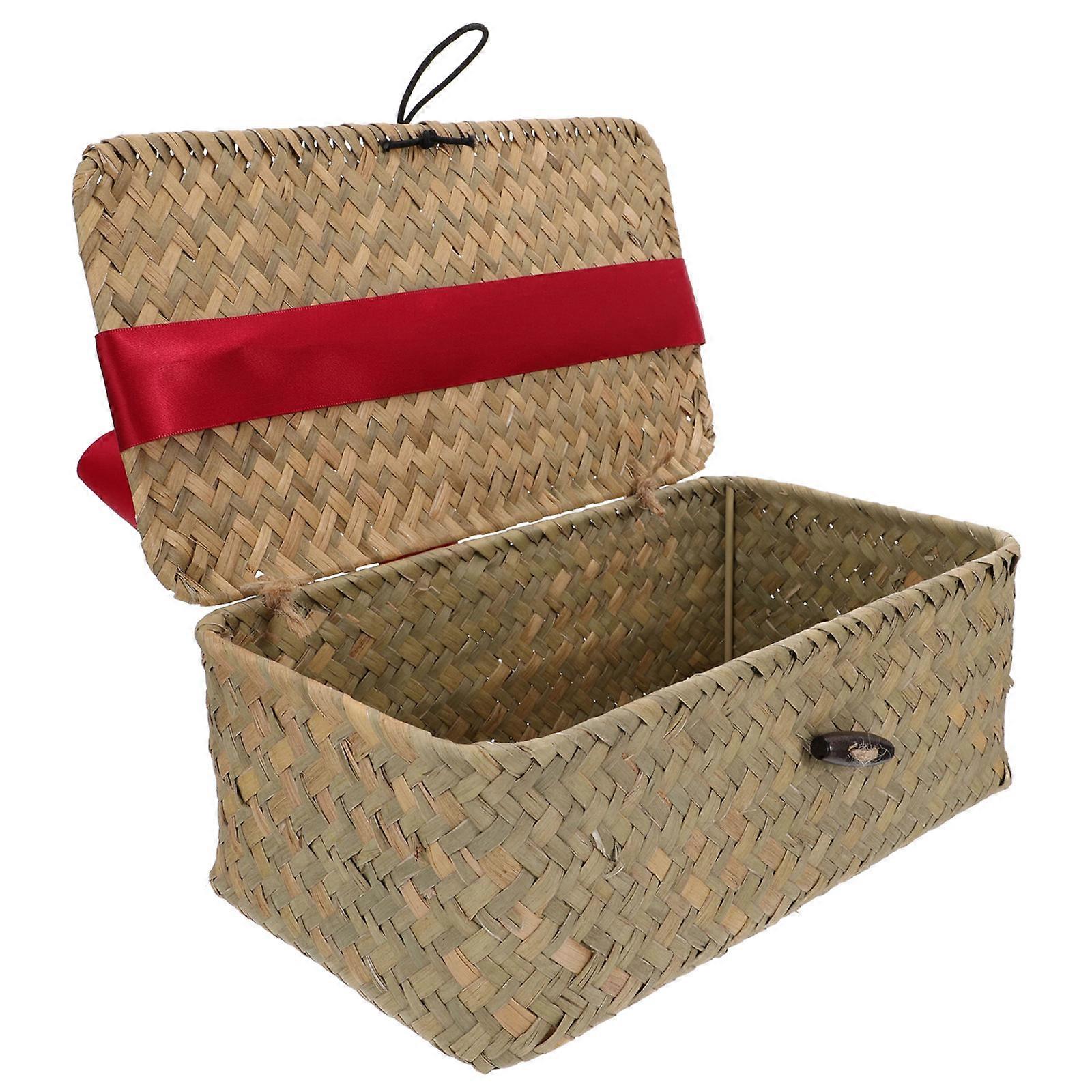 Covered Storage Basket Woven Design Great For Beauty Salon Use And Housewarming Gift 23x13x8cm 1PC