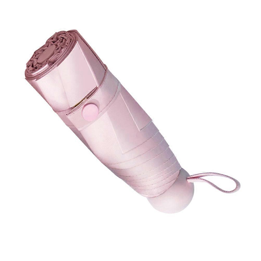 Lightweight Folding Umbrella Foldable Design For General Users Capsule Shaped Pink Sunscreen 1Pcs