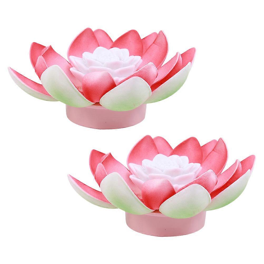 Waterproof Lotus Lanterns 2Pcs Lotus Lights For Temple And Home Decorations Red Realistic Appearance And Lighting