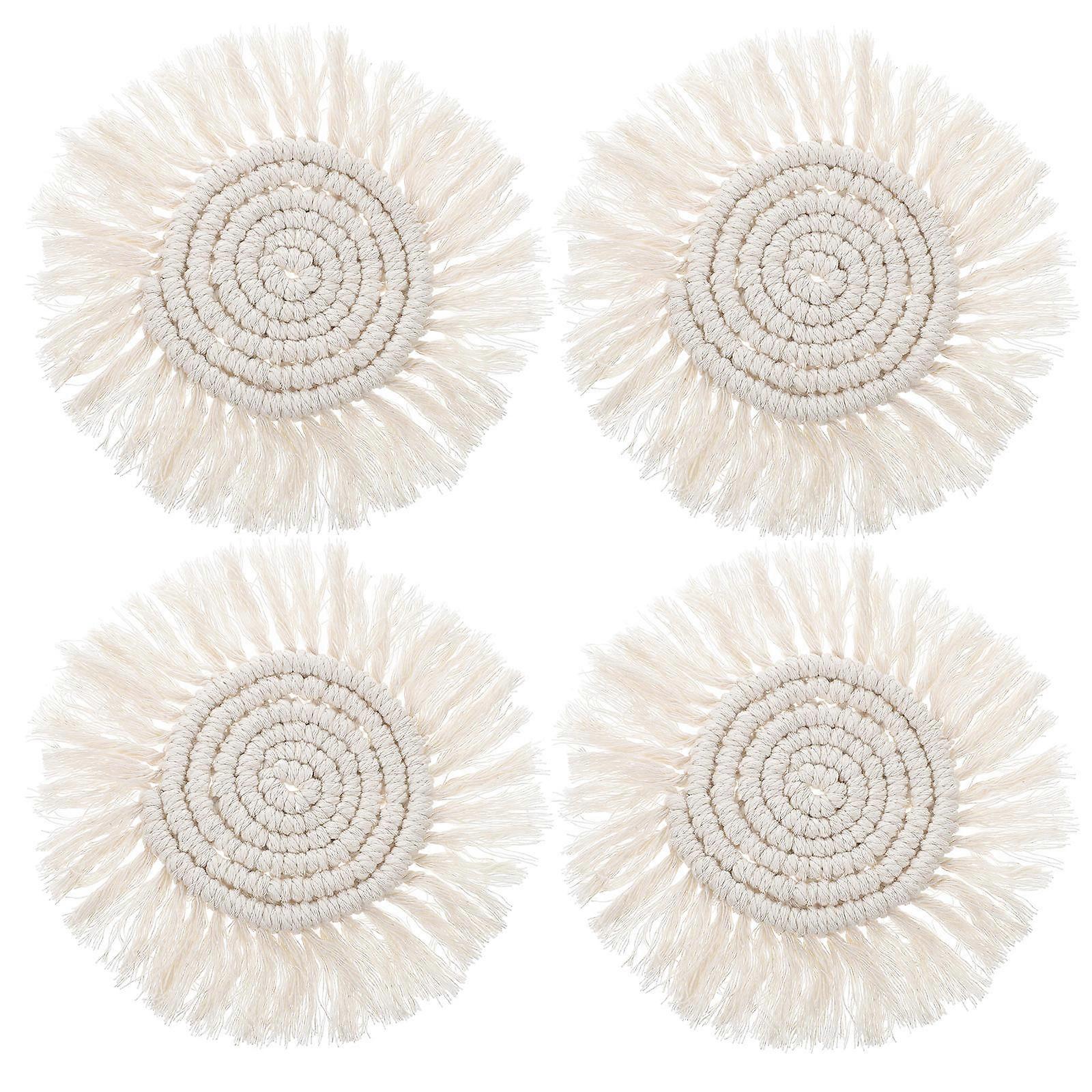 Woven Place Mat 4Pcs Nordic Style Tassel Table Mats For Home Decor Prevent Damage