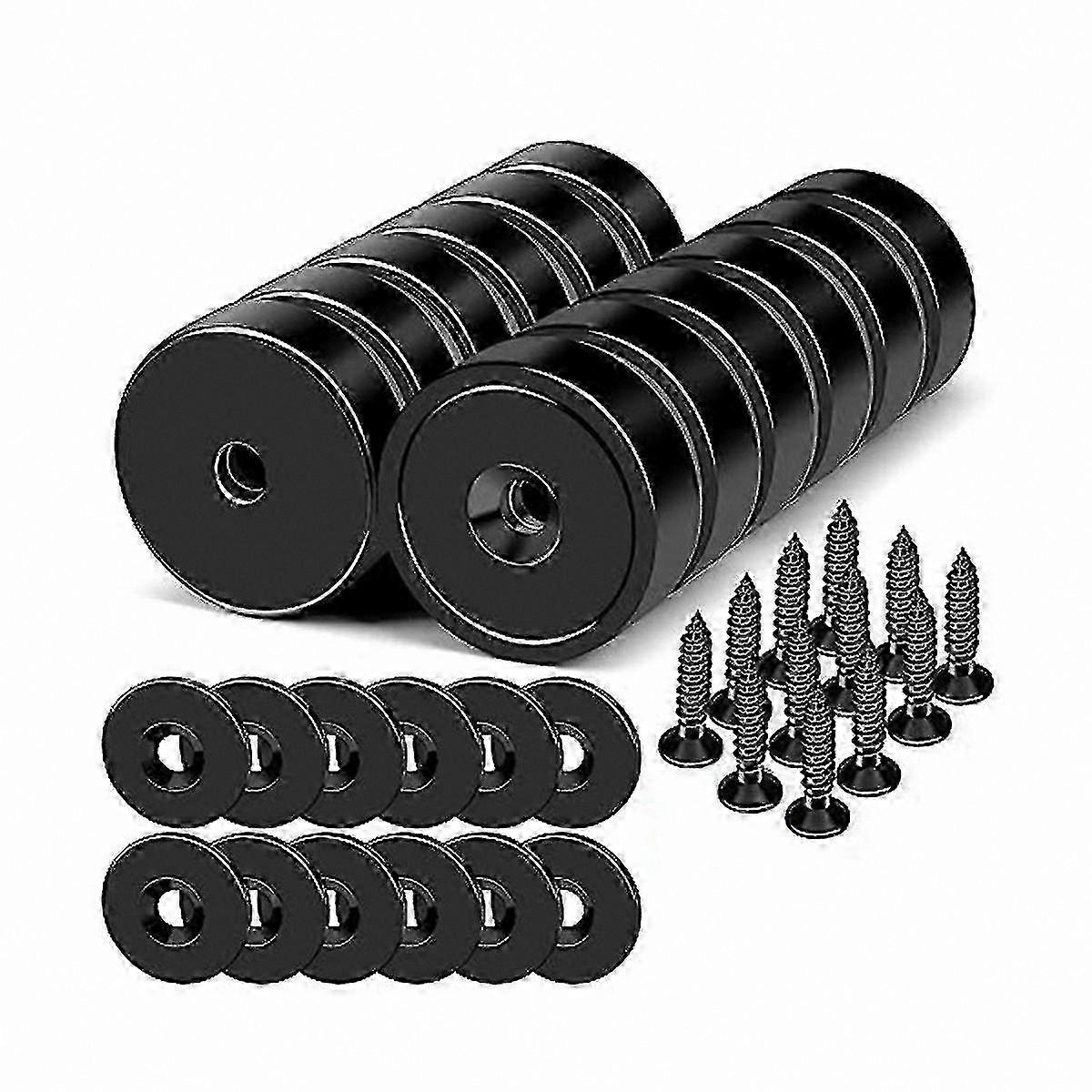 Neodymium Cup Magnets with Countersunk Hole, 12-Pack, 40lbs Pull Force