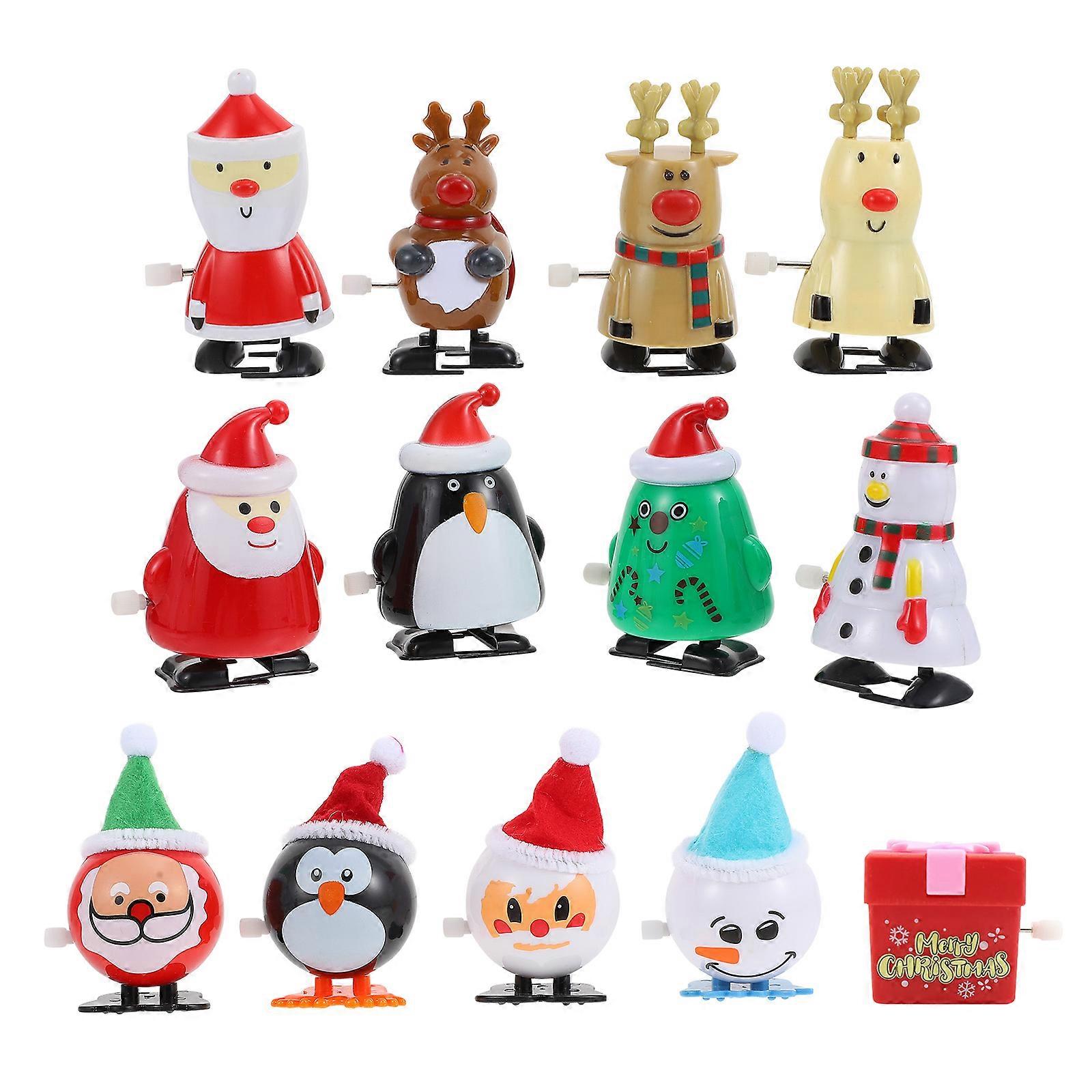 Amazing 13Pcs Christmas Clockwork Toys Suitable For Family Gatherings With No Battery Required In Santa Claus And Deer Shapes With Assorted Colors