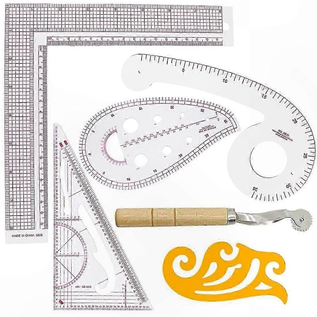 6-Piece Sewing Ruler Set for Clothing Design and Tailoring Precision Measurement Template Tool Kit