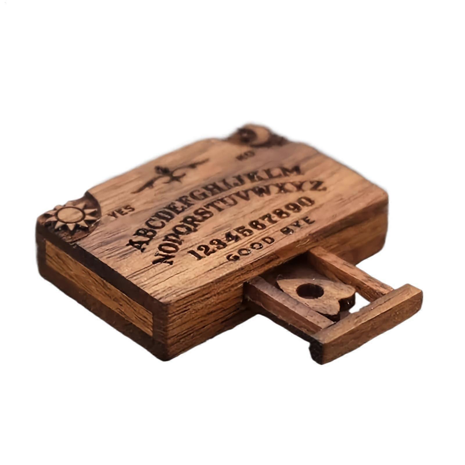Miniature Spirit Board, Wooden-Edge Board With Planchette, Compact Tabletop Divination Tool For Family And Friends