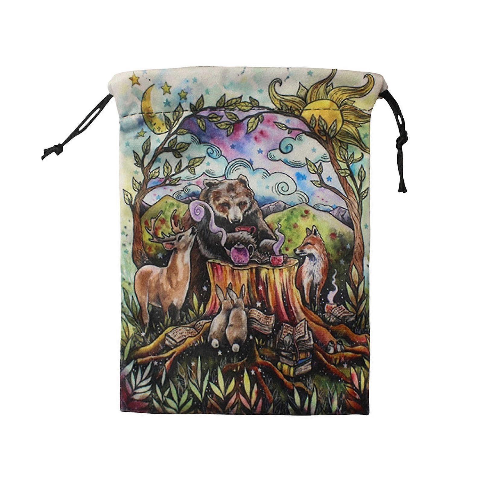 Tarot Deck Storage Bag - Velvet Double Sided Printing Rune Bag for Tarot Cards, Jewelry, Dice, Unisex, Colorful Design