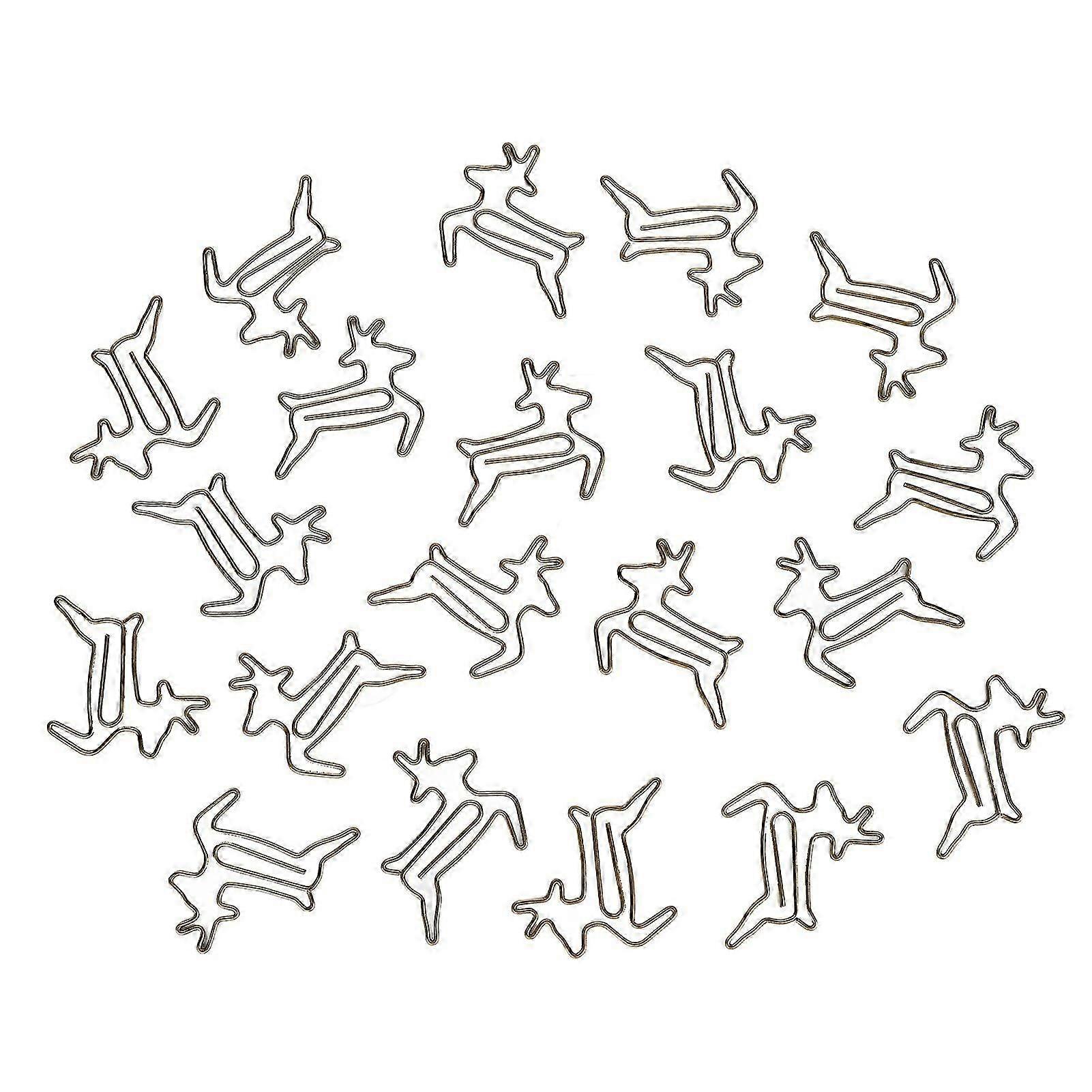 20Pcs Paper Clips Iron Rustproof Lightweight Colorfast Multifunctional Deer Shape Cute Unique Paperclips for Office