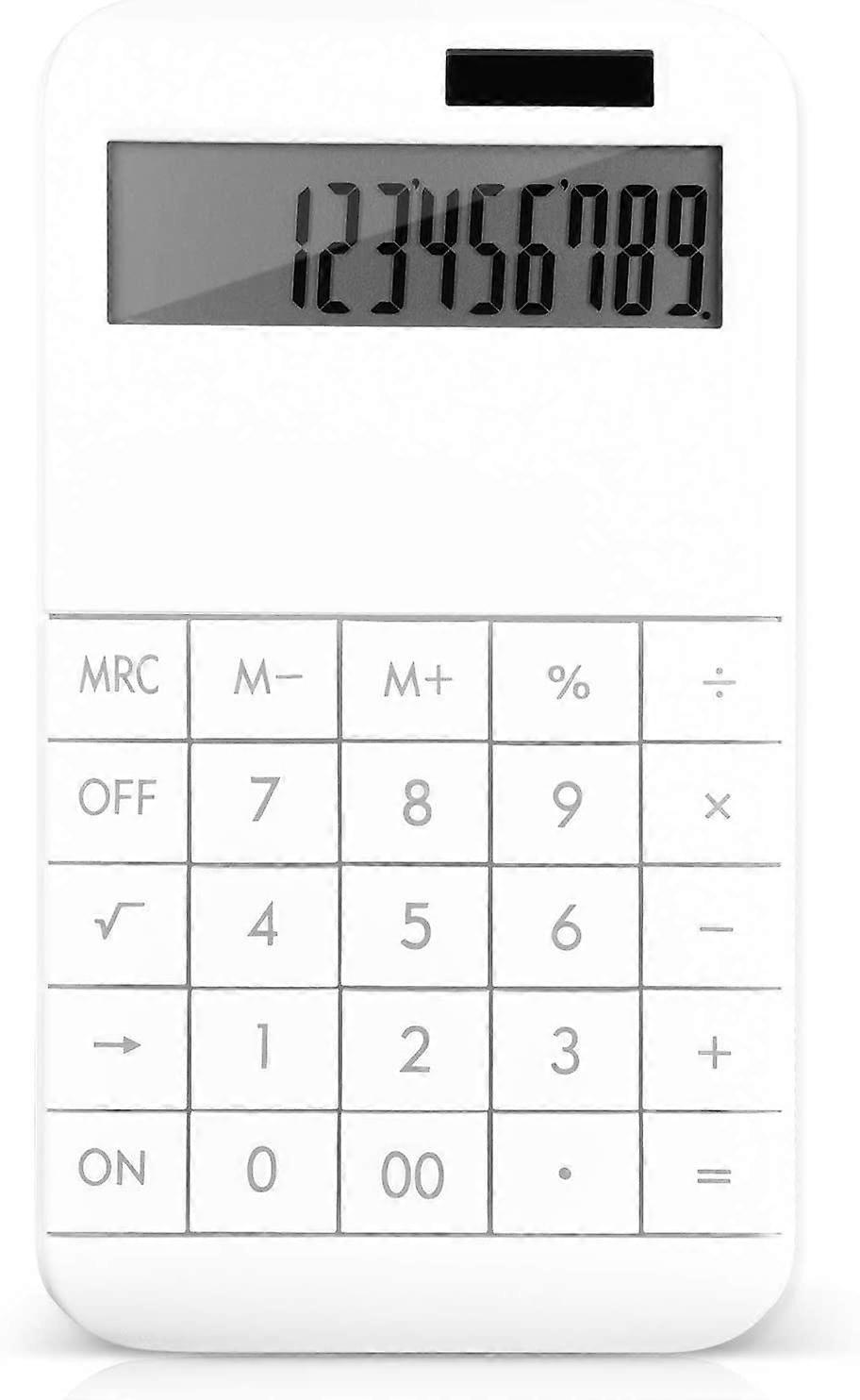 12-Digit Calculator - Solar Desktop Office Tool (White, 1pc)