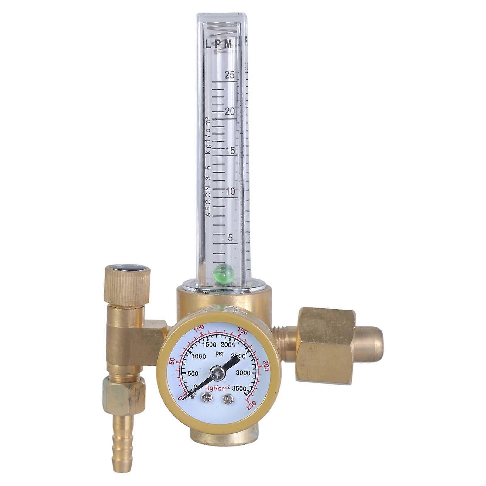 Argon pressure regulator flow meter with 8 external thread and dual scales for TIG argon welding, full copper argon pressure regulator