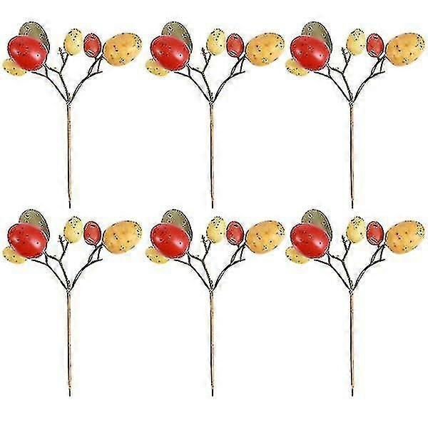 6 Pcs Simulation Easter Egg Plant Ornament Artificial Plant Easter Ornament