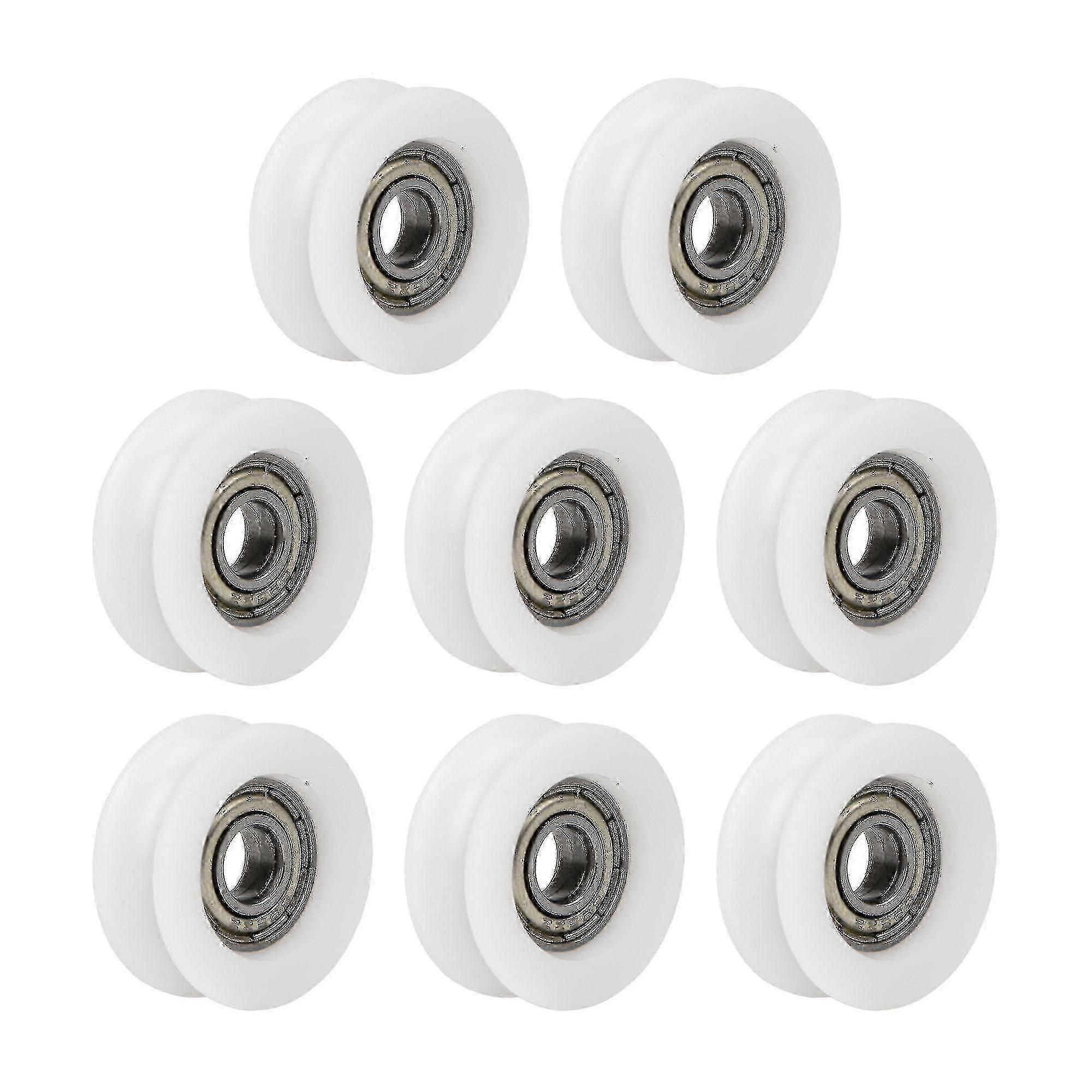 8x عجلات بكرة تحمل بيضاء 0.24x0.94x0.35in لنافذة الباب المنزلقة