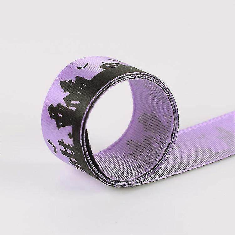 2 Rolls of Halloween Ghost Pattern Silk Ribbon for DIY Craft Projects and Gift Package Decor