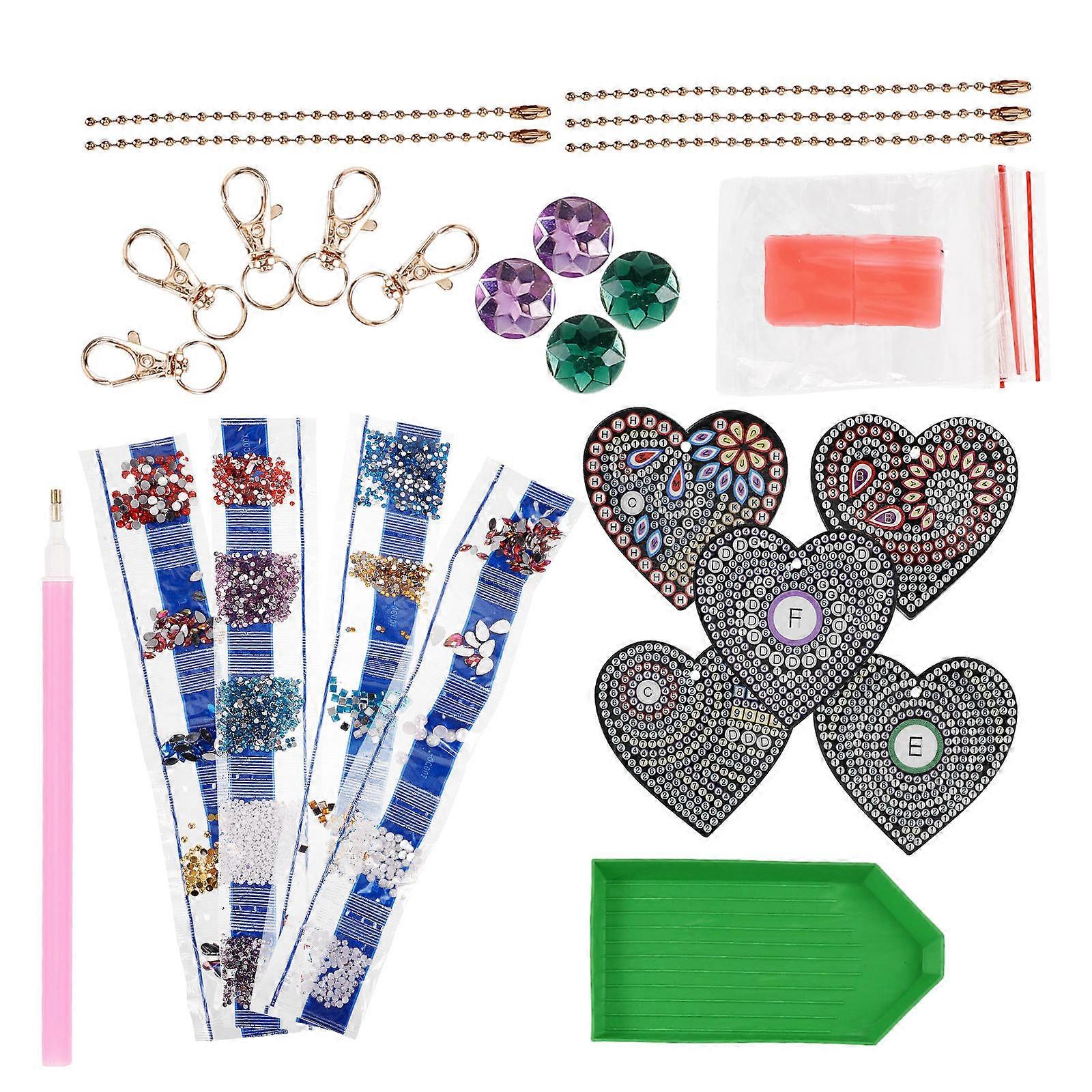 DIY Resin Diamond Beads Painting Heart Shape Pendant for Decor Assorted Color 5 Pieces