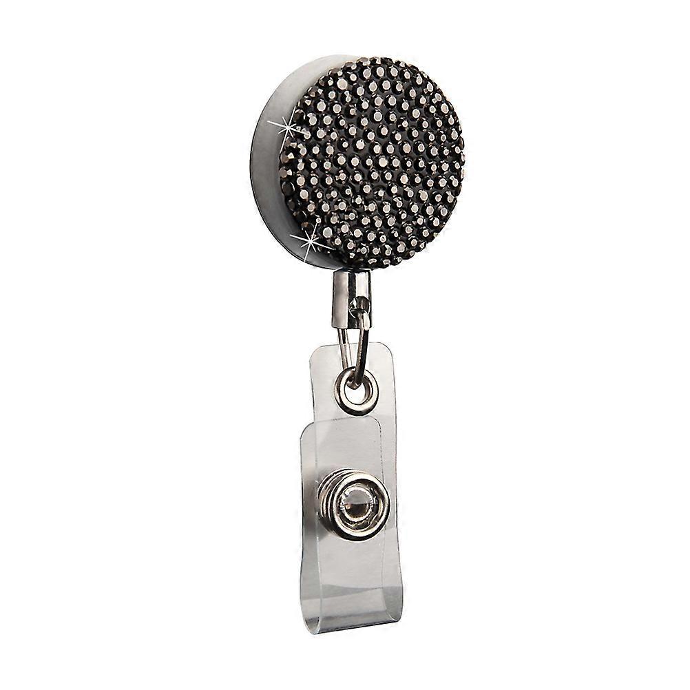 Badge Holder Retractable Alloy Keychain for Work Black Color 1Pcs