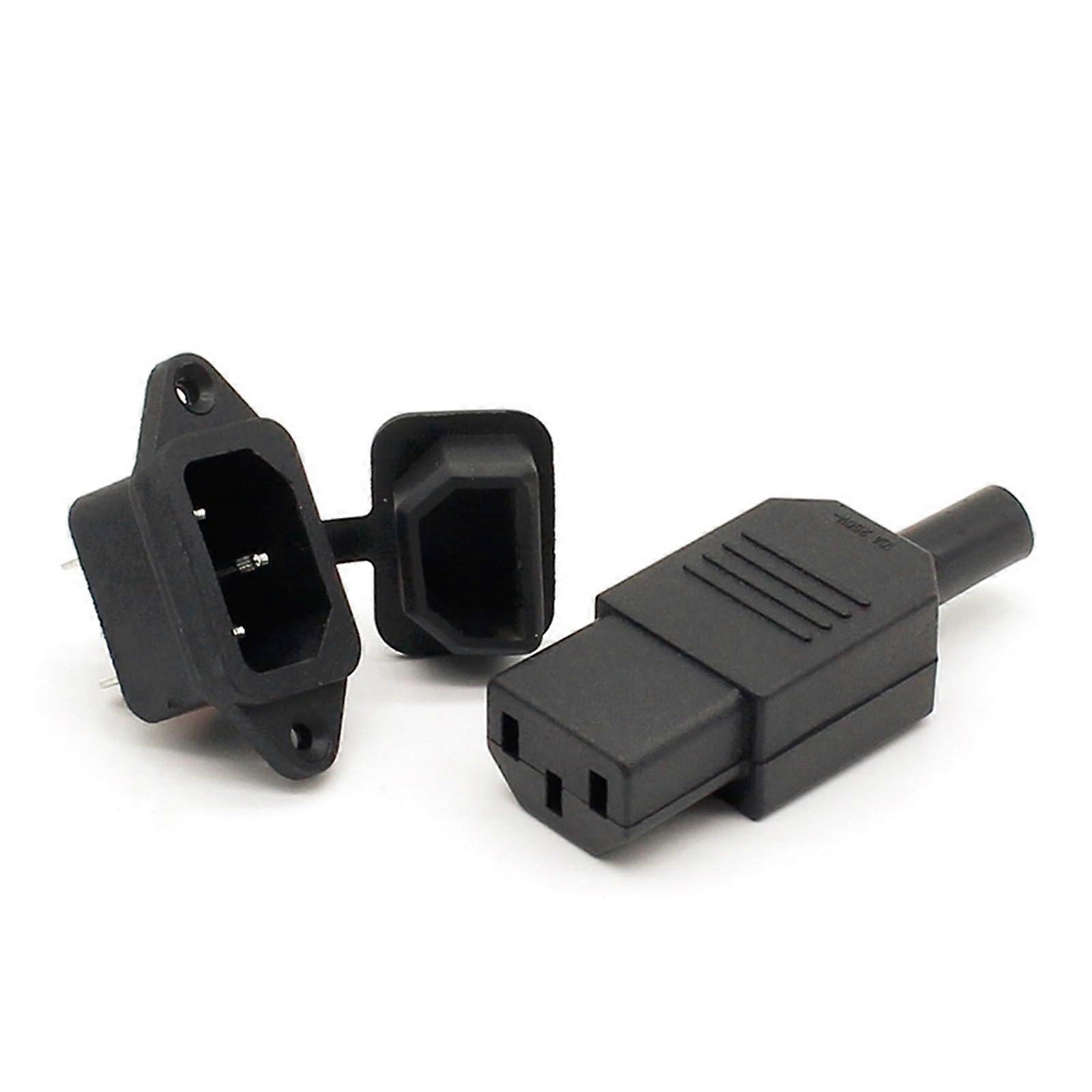 Black IEC 320 C13 Female C14 Male Rewirable Power Connector 3pin Socket 10A /250V Ref: 1335