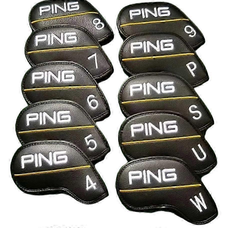 Pacote com 10 Capas de Cabeça de Ferro Amarelo Clássico PING 4-9+PW, Fecho Magnético