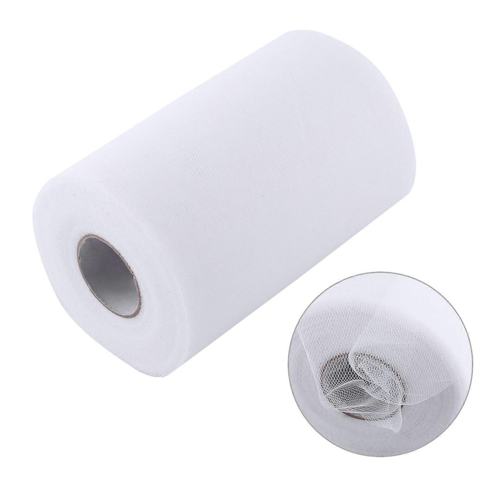 15cm Wide x 100yd White Tulle Roll Soft Polyester Fabric Spool