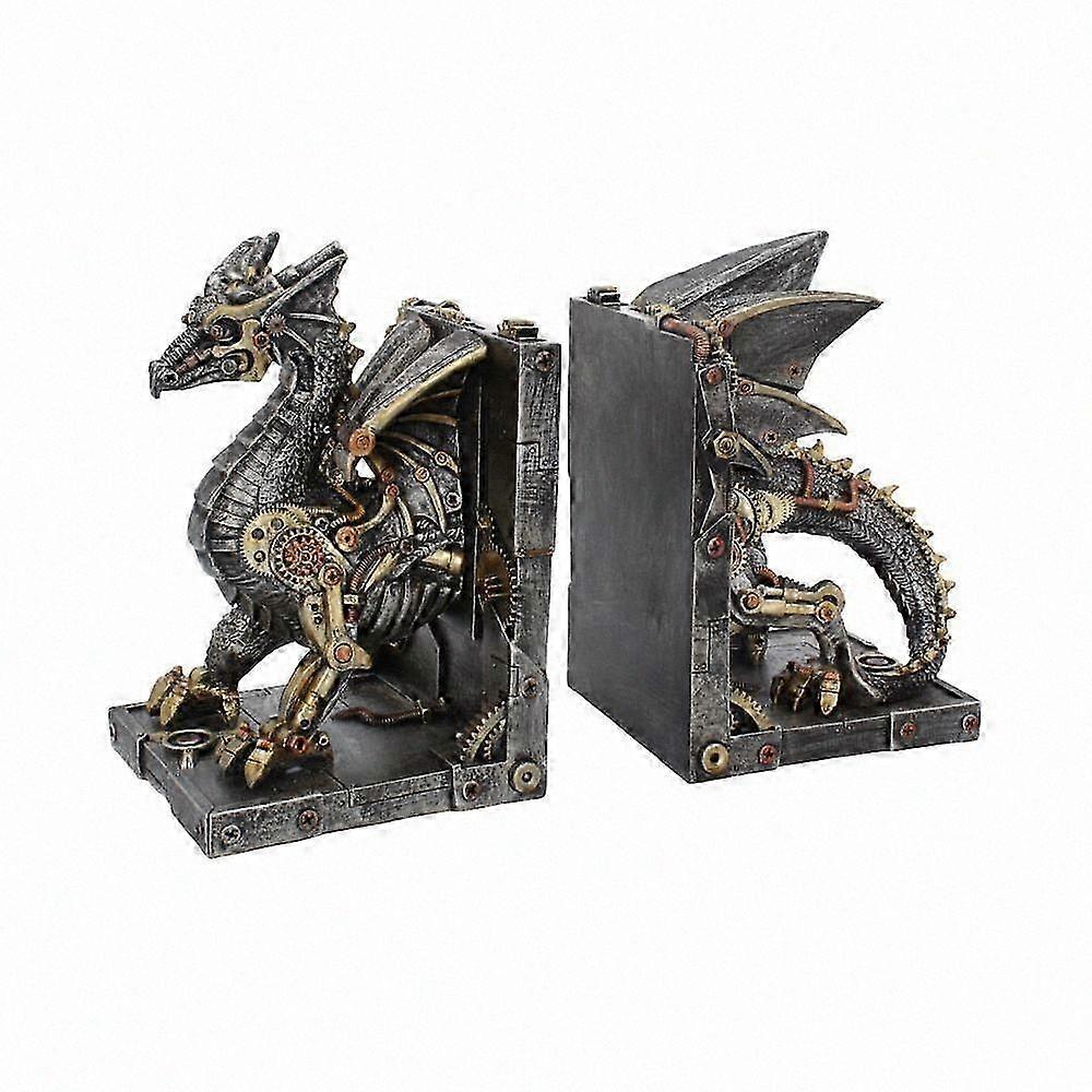 Steampunk Dragon Bookends 27cm Vintage Mechanical Design
