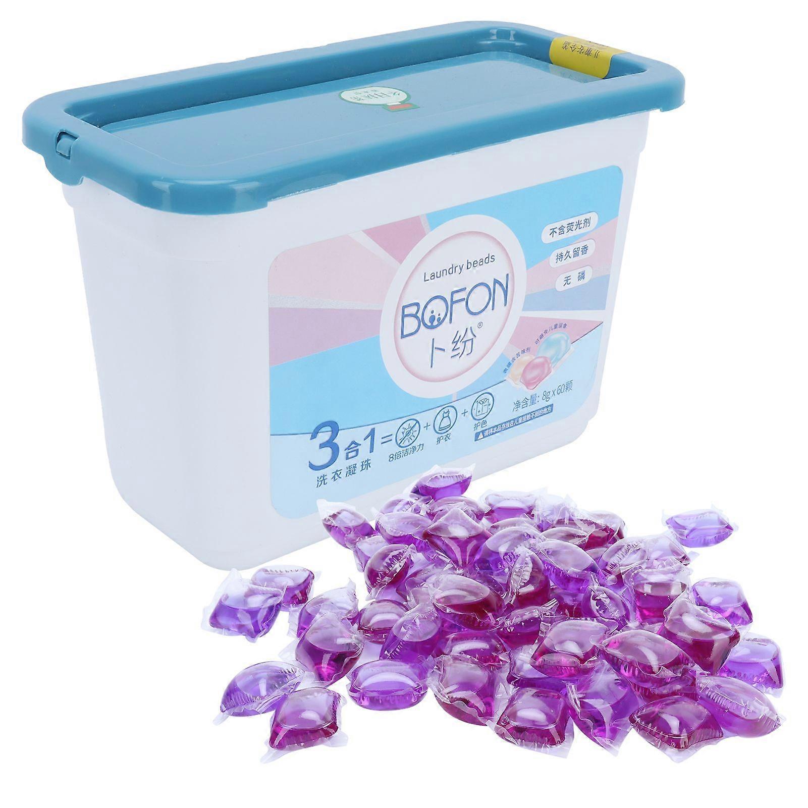 60PCS 8g Laundry Bead 3 in 1 Laundry Detergent Pods Stain Remover Clothes CleaningLavender