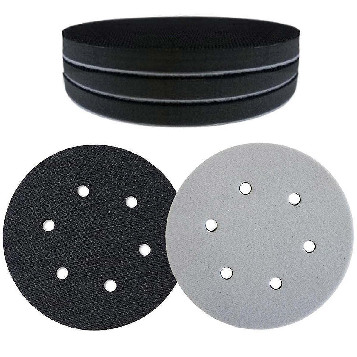 5 Pack 6 Inch Sanding Interface Pads Hook and Loop -Soft Density Sponge Cushion Buffer Backing Pads