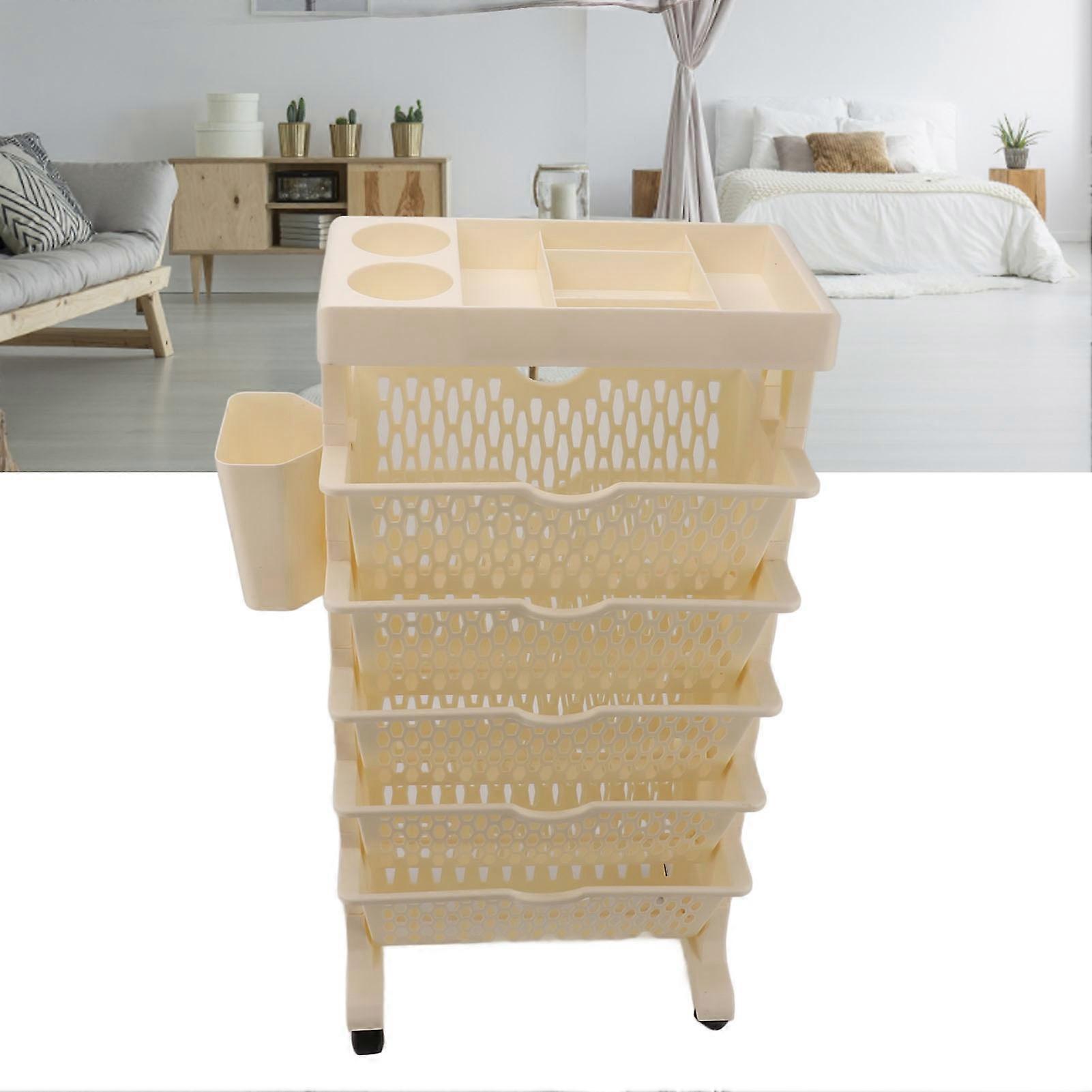 Movable Rotatable Multilayer Bookshelf 37.6x22.5x75.3cm Khaki