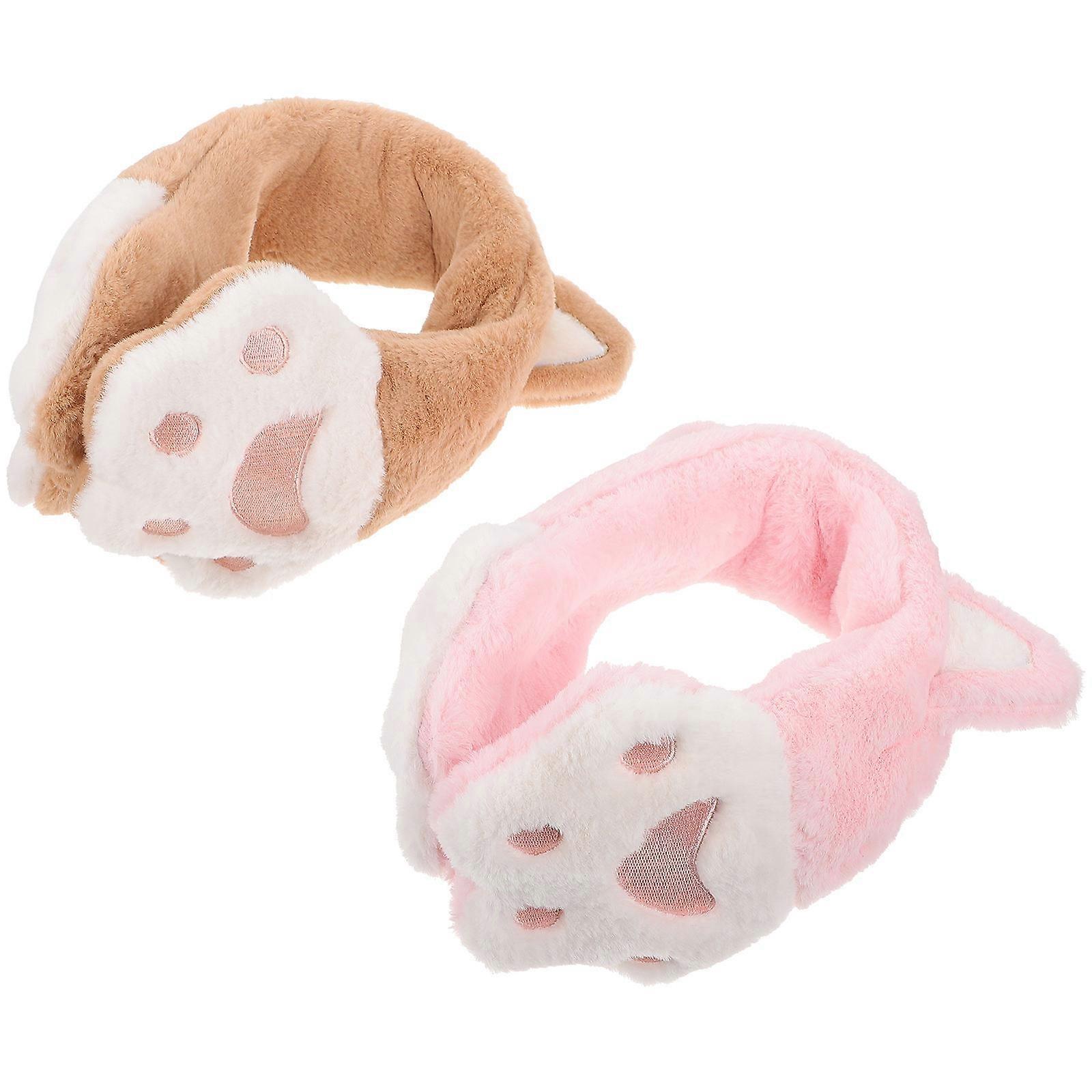 Lovely Cat Earmuffs Plush Ear Warmer for People Use 2Pcs Assorted Color