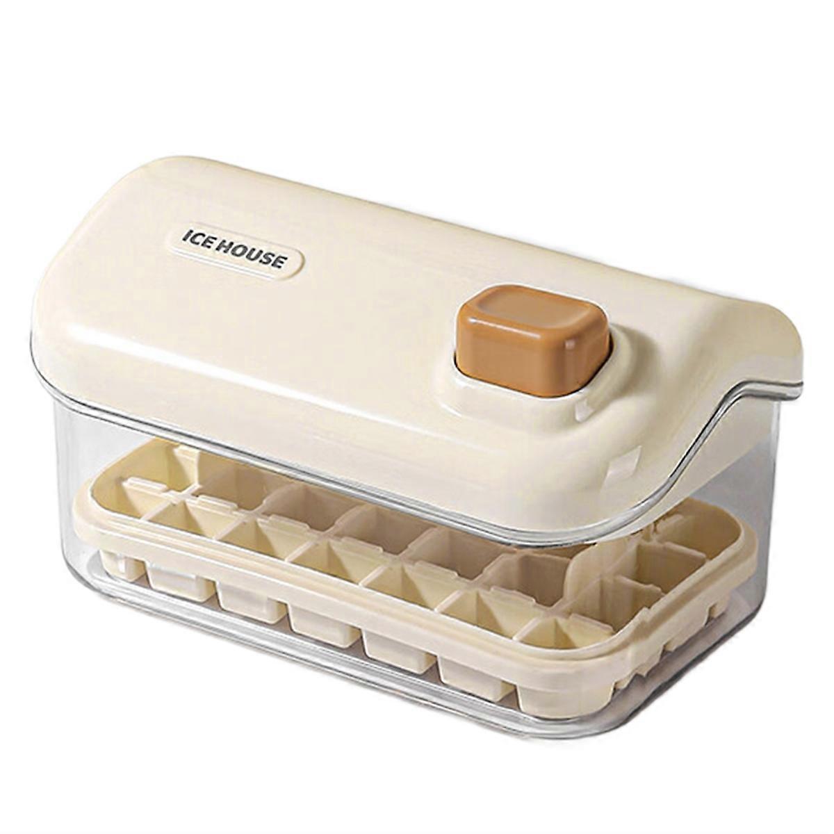 Ice Storage Box Mold Household Ice Maker Large Capacity Ice Maker Refrigerator Homemade Ice Storage Box Creamy White B